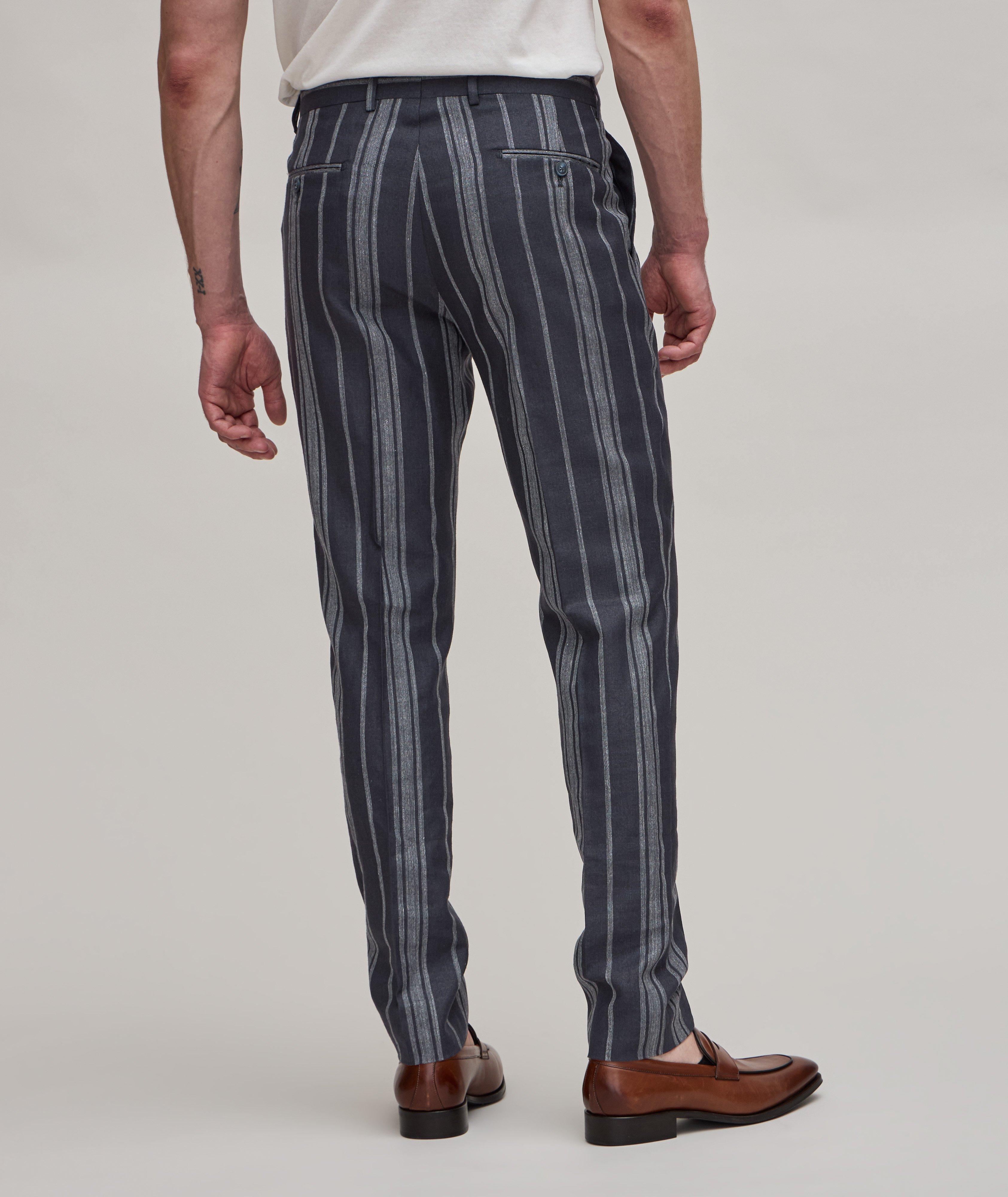 E. Thomas Striped Wool, Silk & Linen Pants  image 1