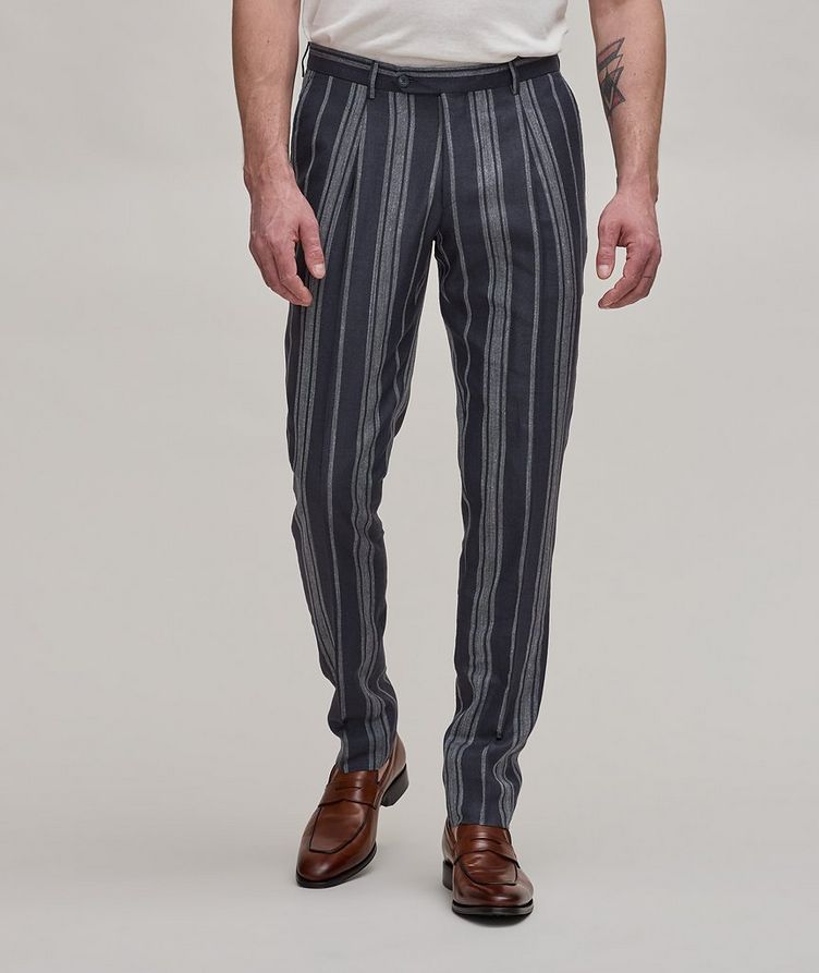 E. Thomas Striped Wool, Silk & Linen Pants  image 2