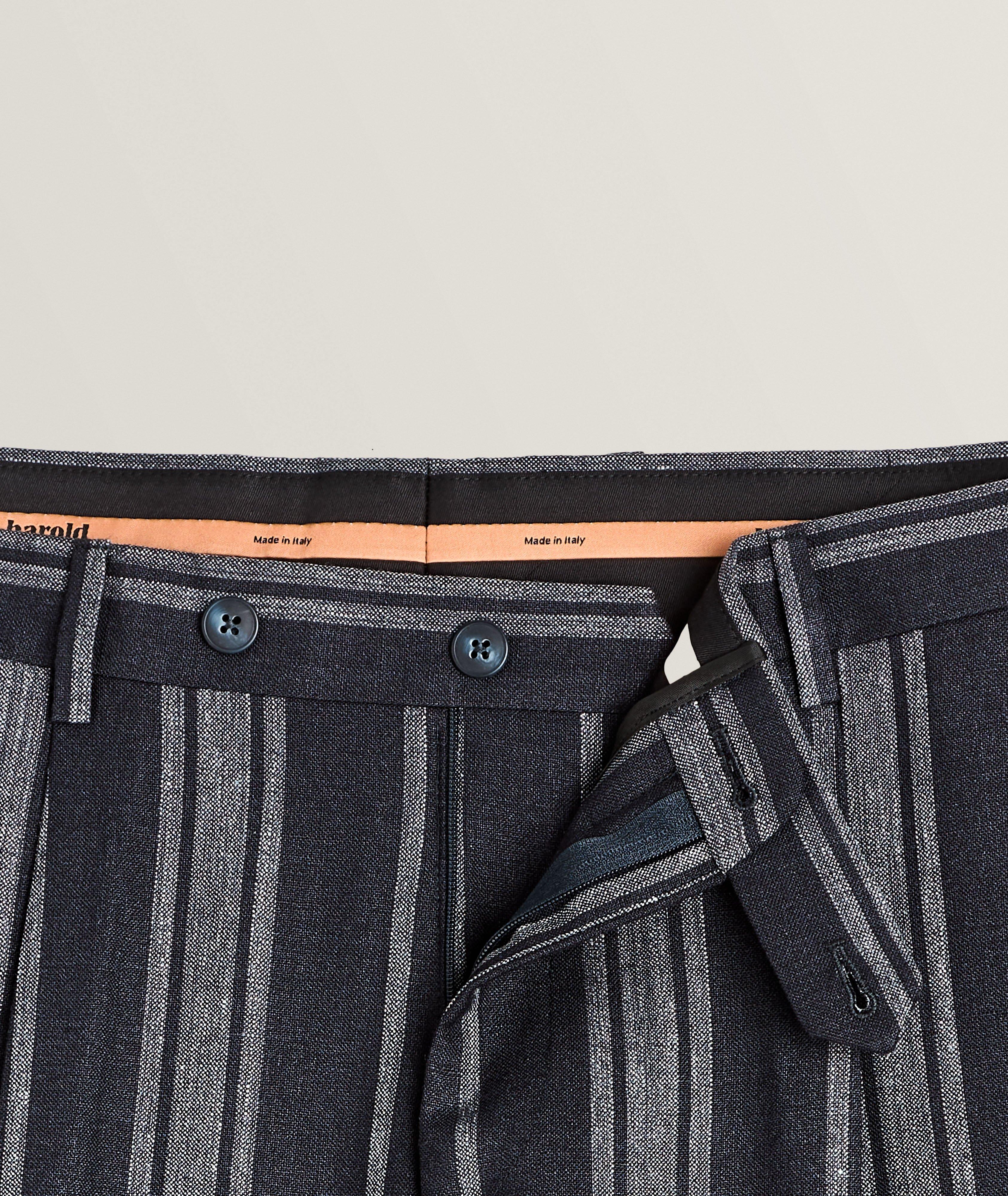 E. Thomas Striped Wool, Silk & Linen Pants  image 4