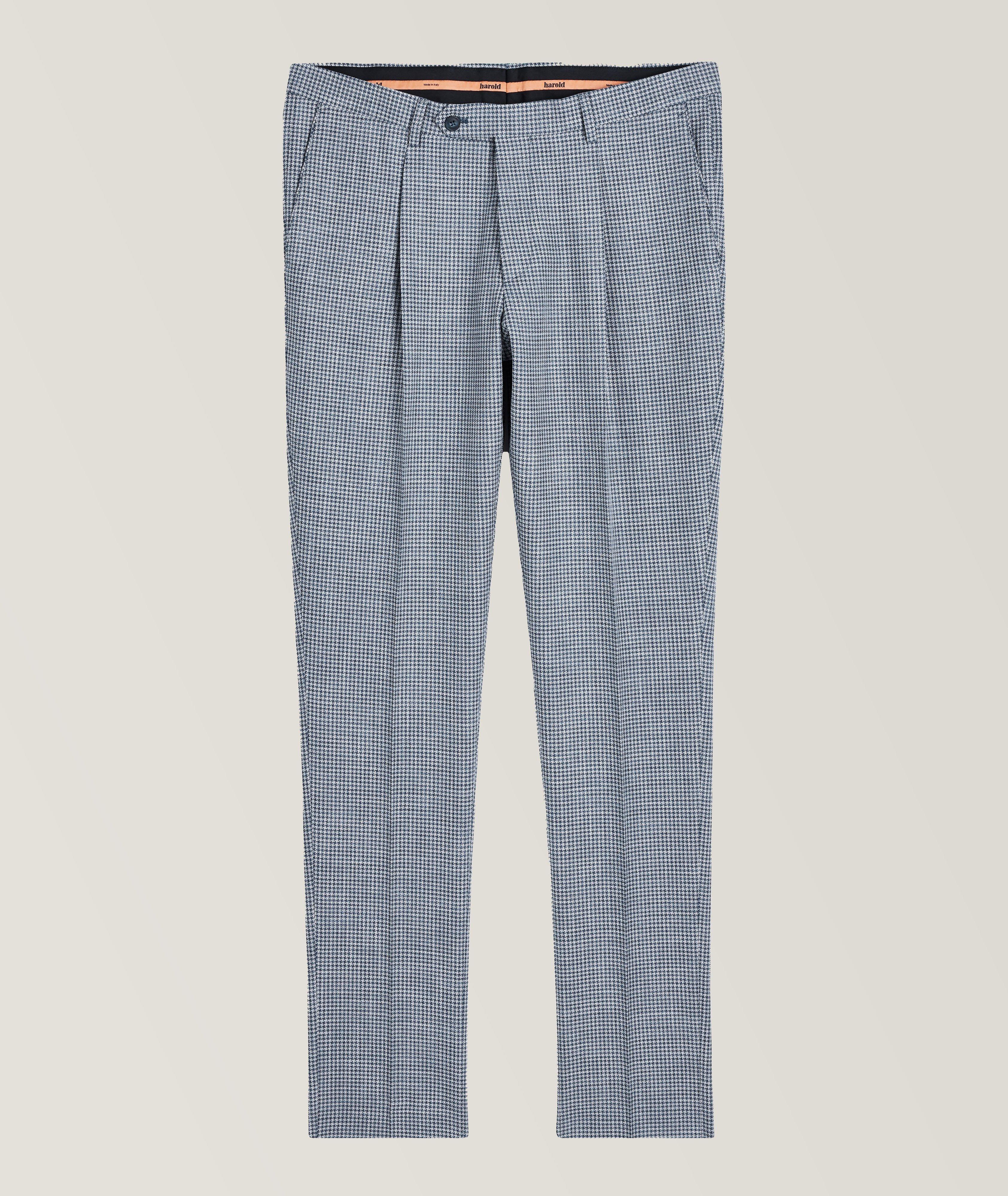 Microhoundstooth Cotton-Virgin Wool Pants