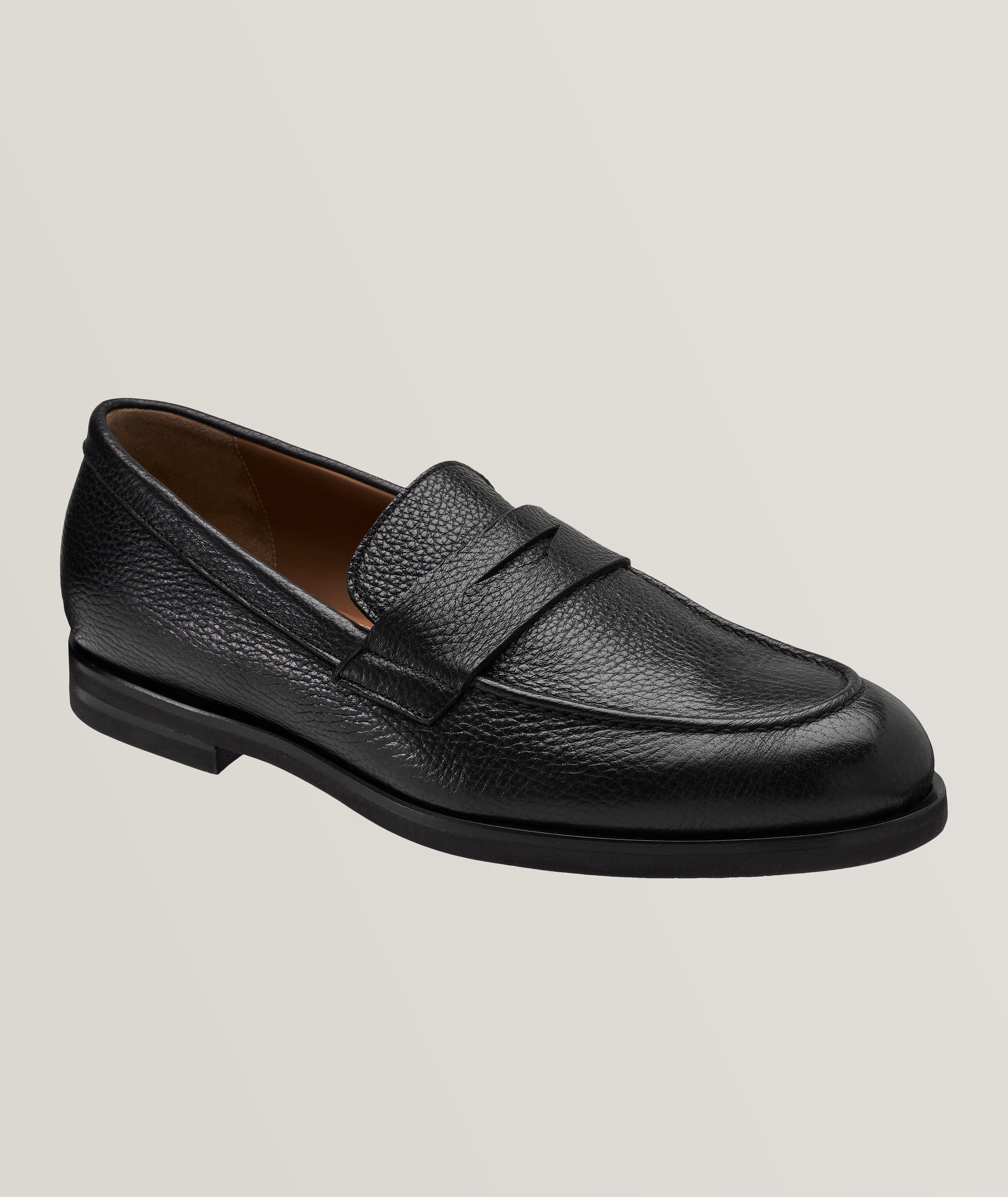 Harold Pebbled Leather Penny Loafers