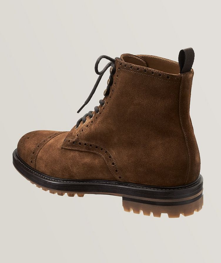 Suede Brogued Cap-Toe Lace-Up Boot image 1