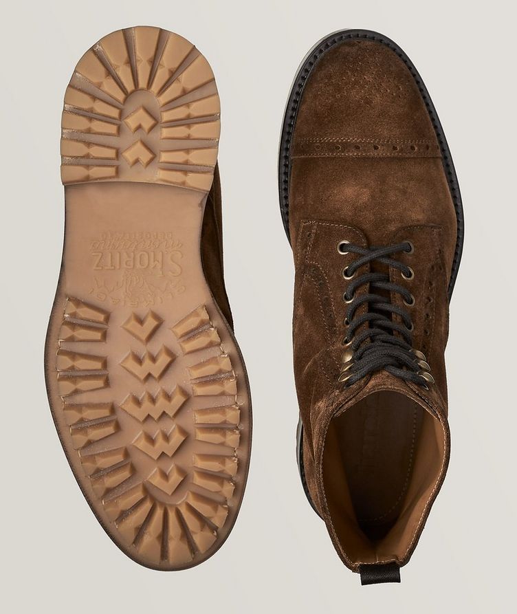 Suede Brogued Cap-Toe Lace-Up Boot image 2