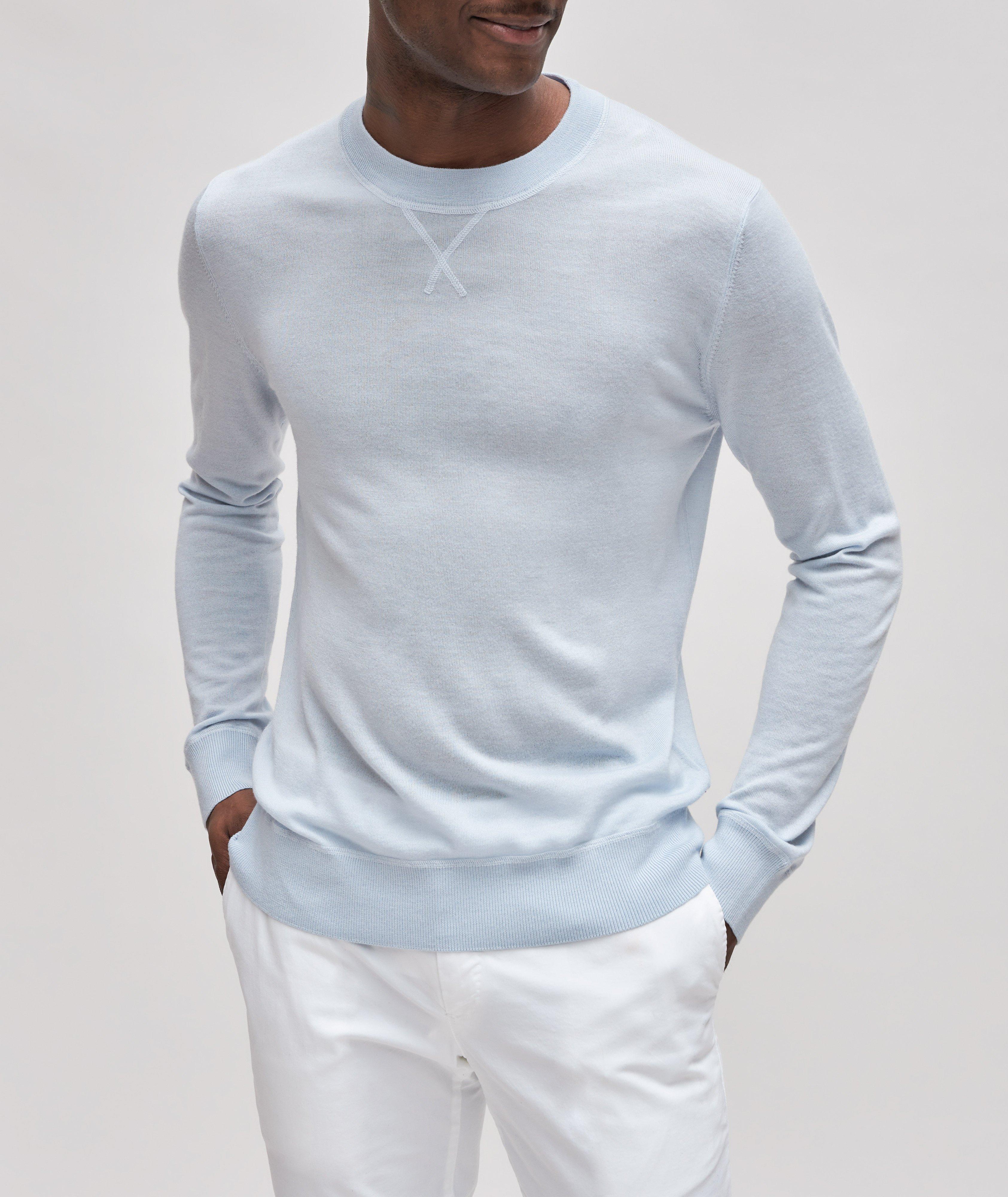 Long-Sleeve Wool-Silk-Cashmere Crewneck Sweater image 1