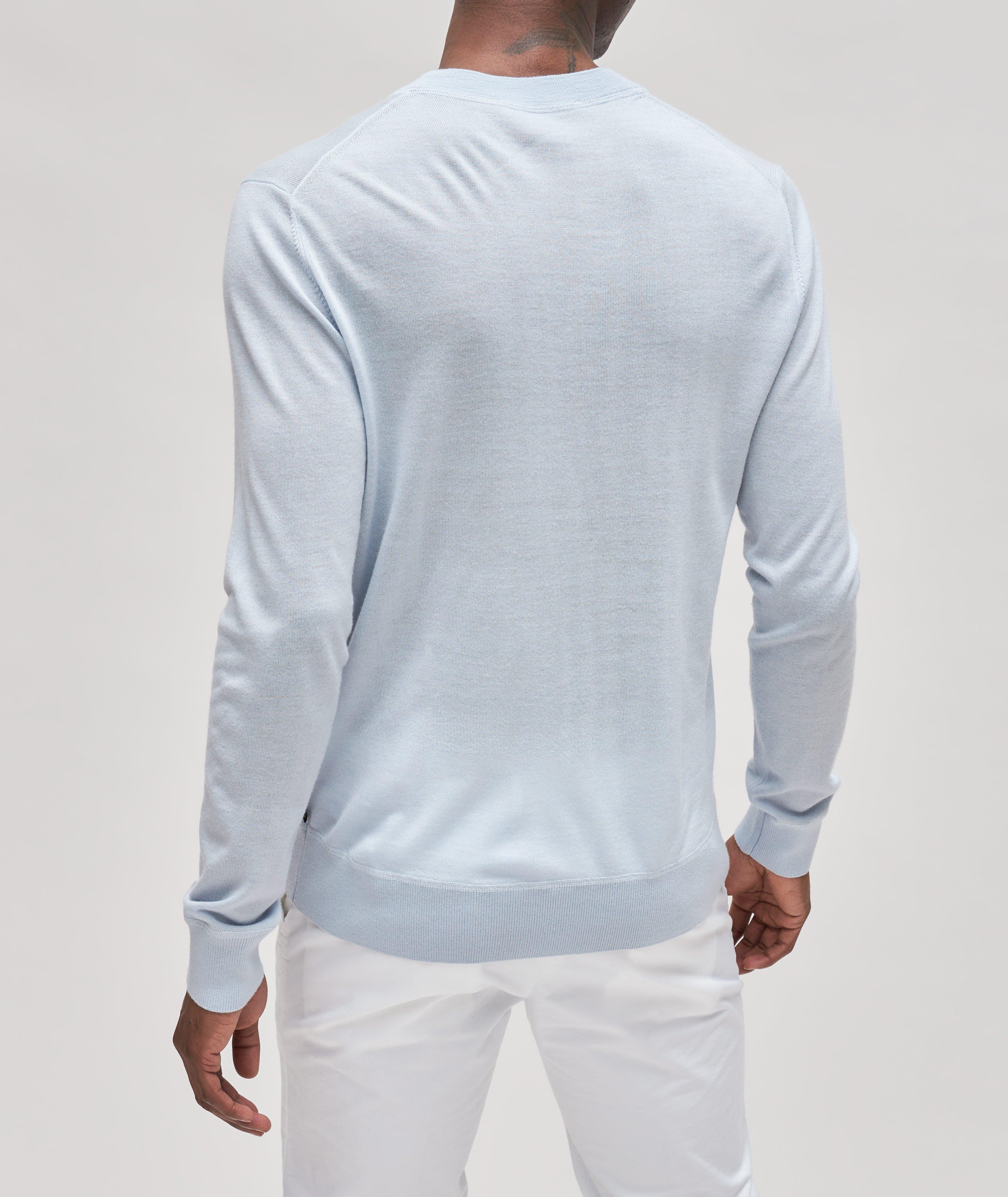 Long-Sleeve Wool-Silk-Cashmere Crewneck Sweater image 2