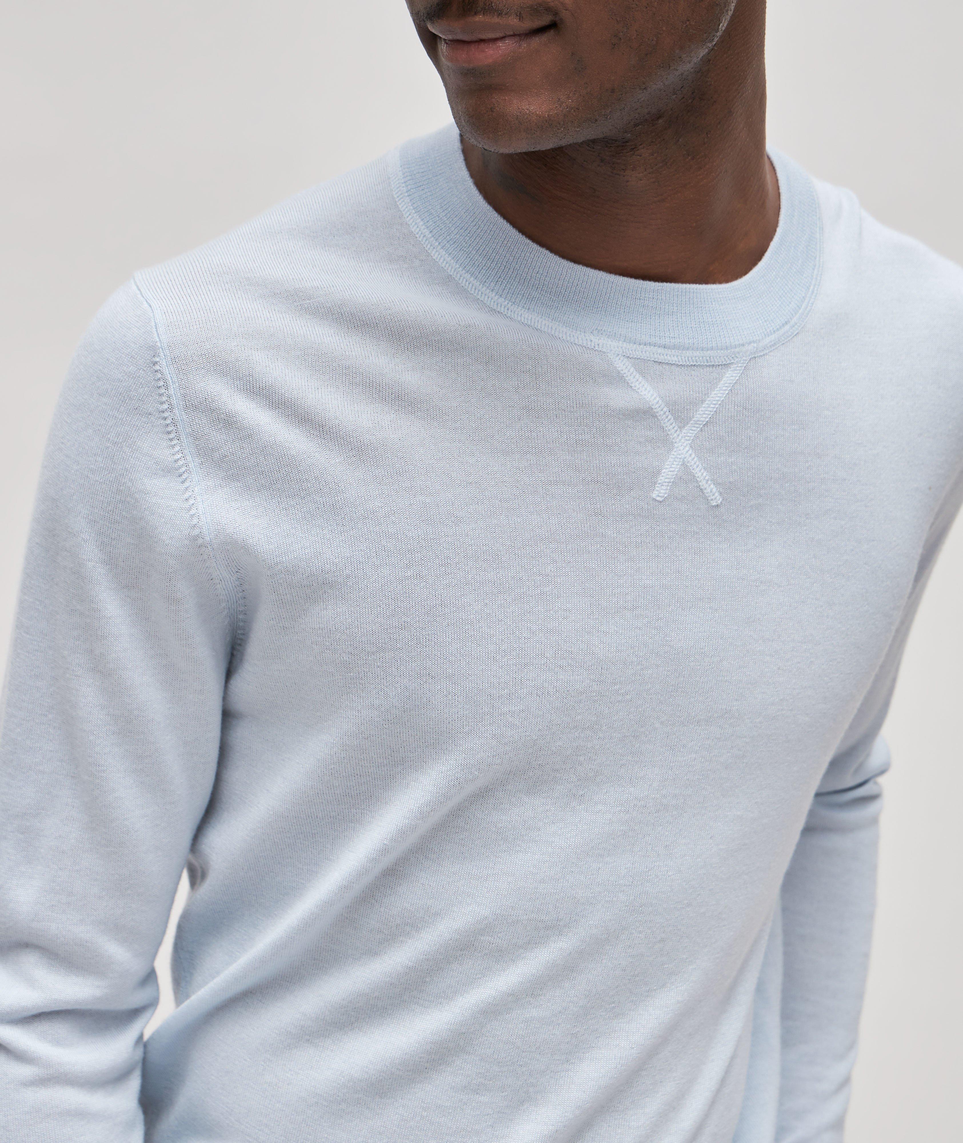 Long-Sleeve Wool-Silk-Cashmere Crewneck Sweater image 3