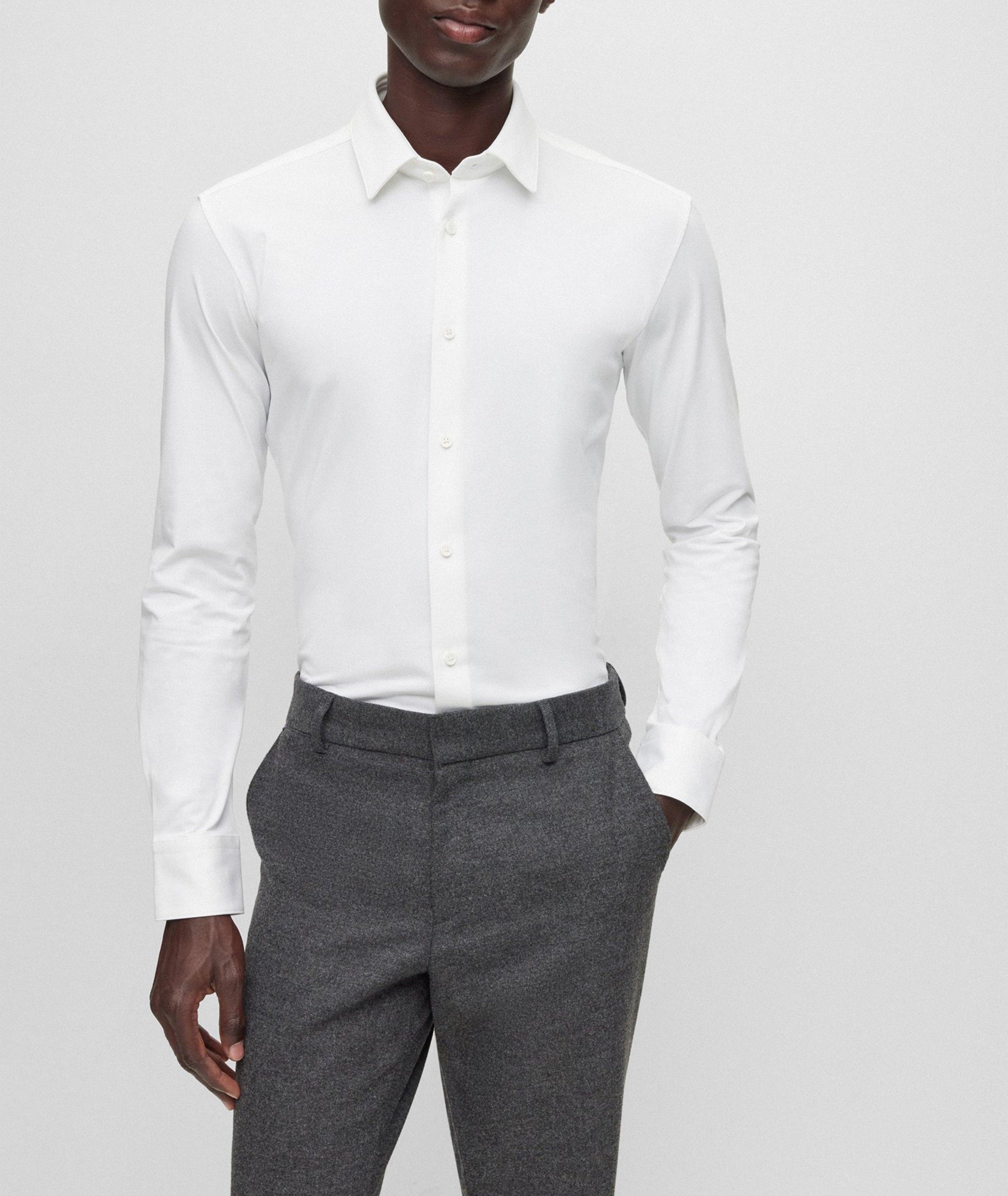 Slim-Fit Stretch-Jersey Dress Shirt image 1