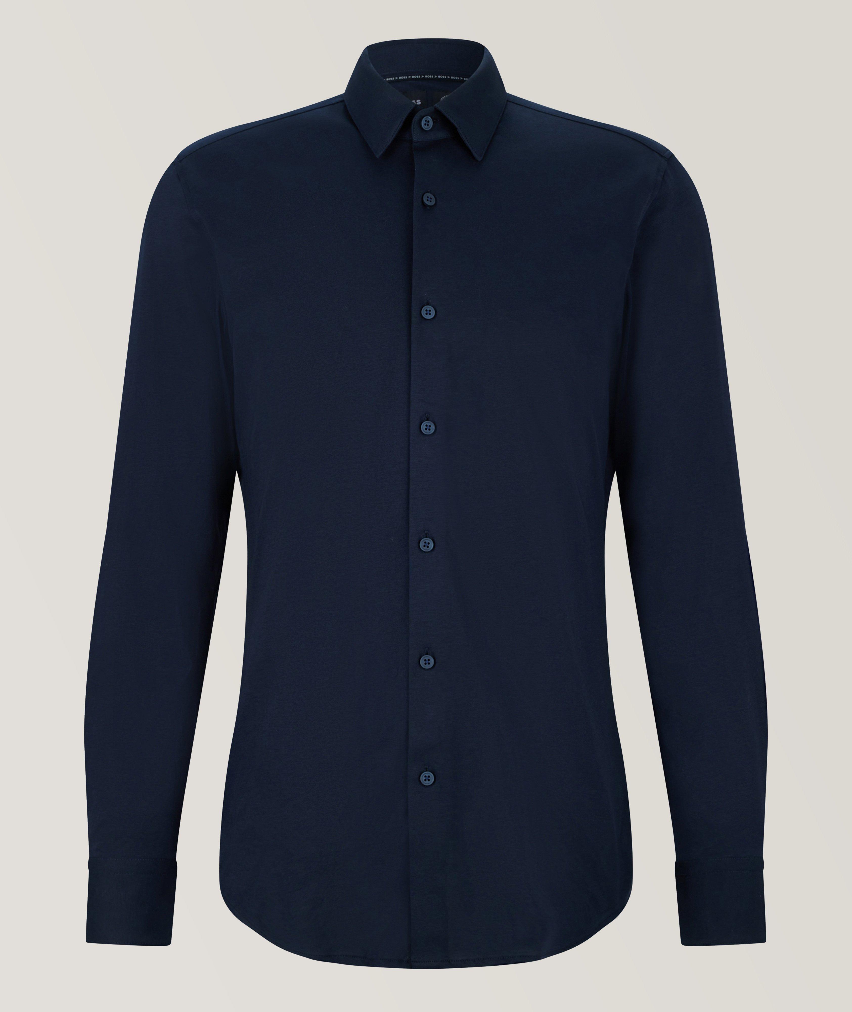 Navy Tapered Fit Shirt - Muscle Fit Dress Shirts