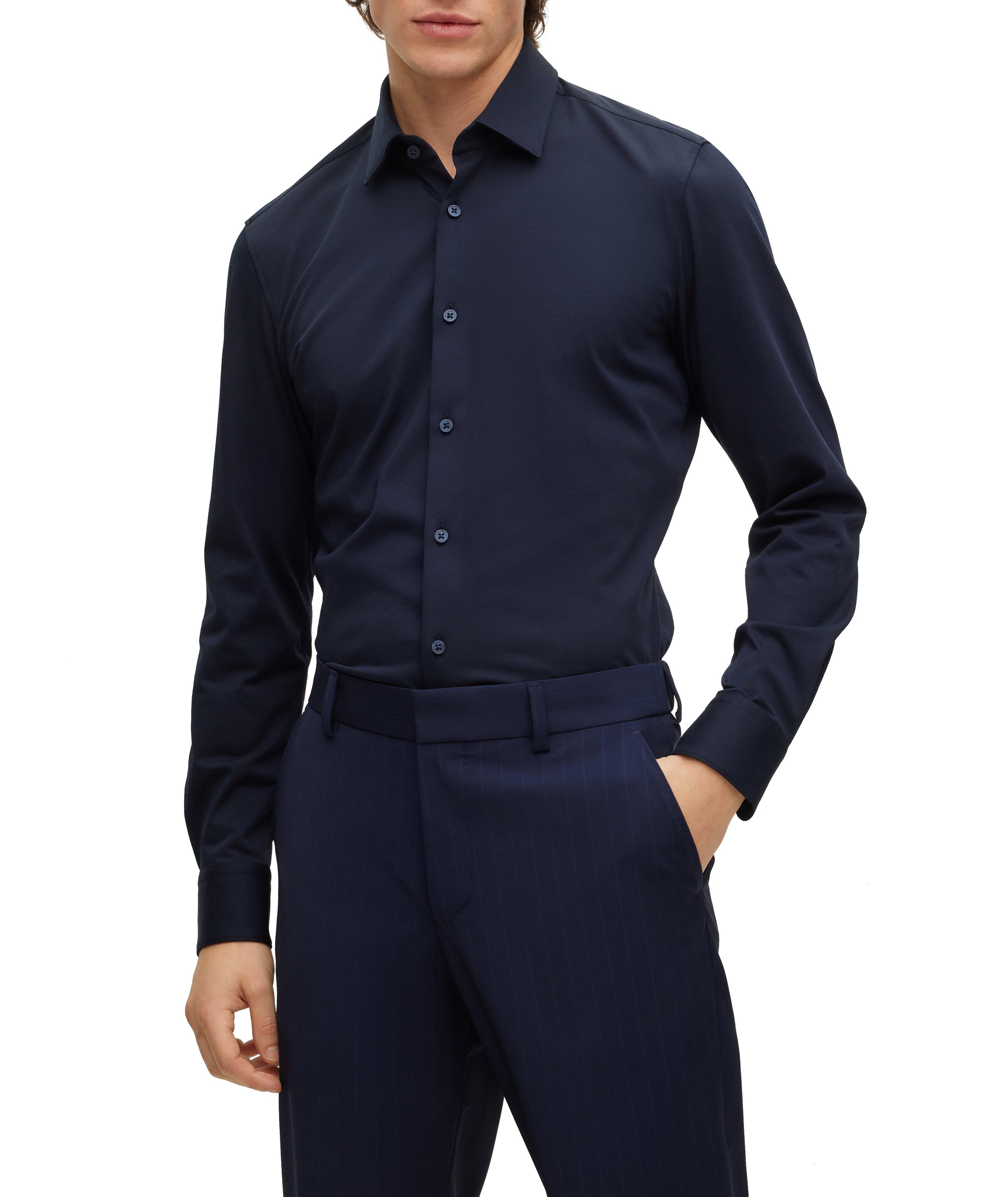 Slim-Fit Jersey Stretch-Cotton Dress Shirt image 2