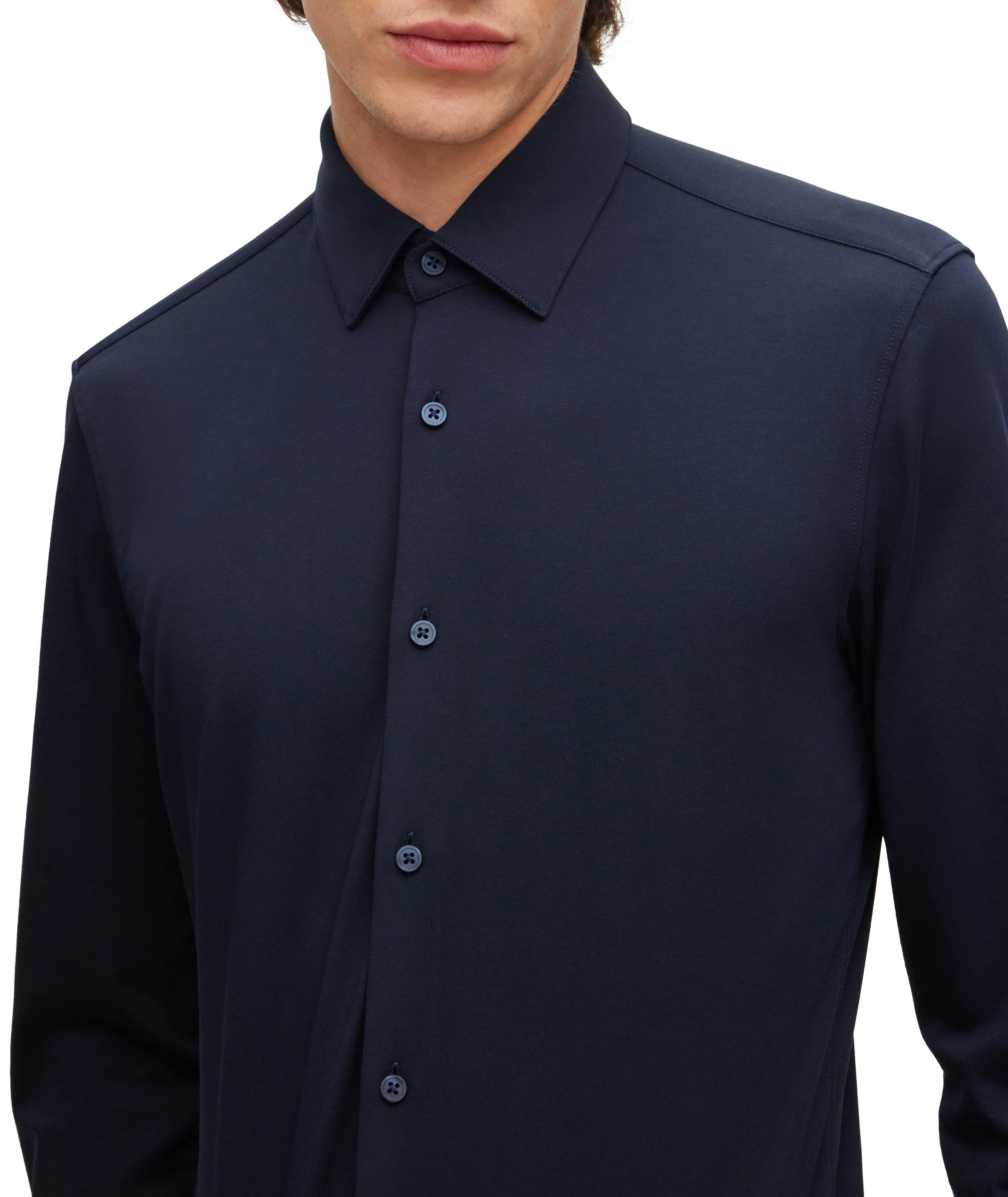 Slim-Fit Jersey Stretch-Cotton Dress Shirt image 3