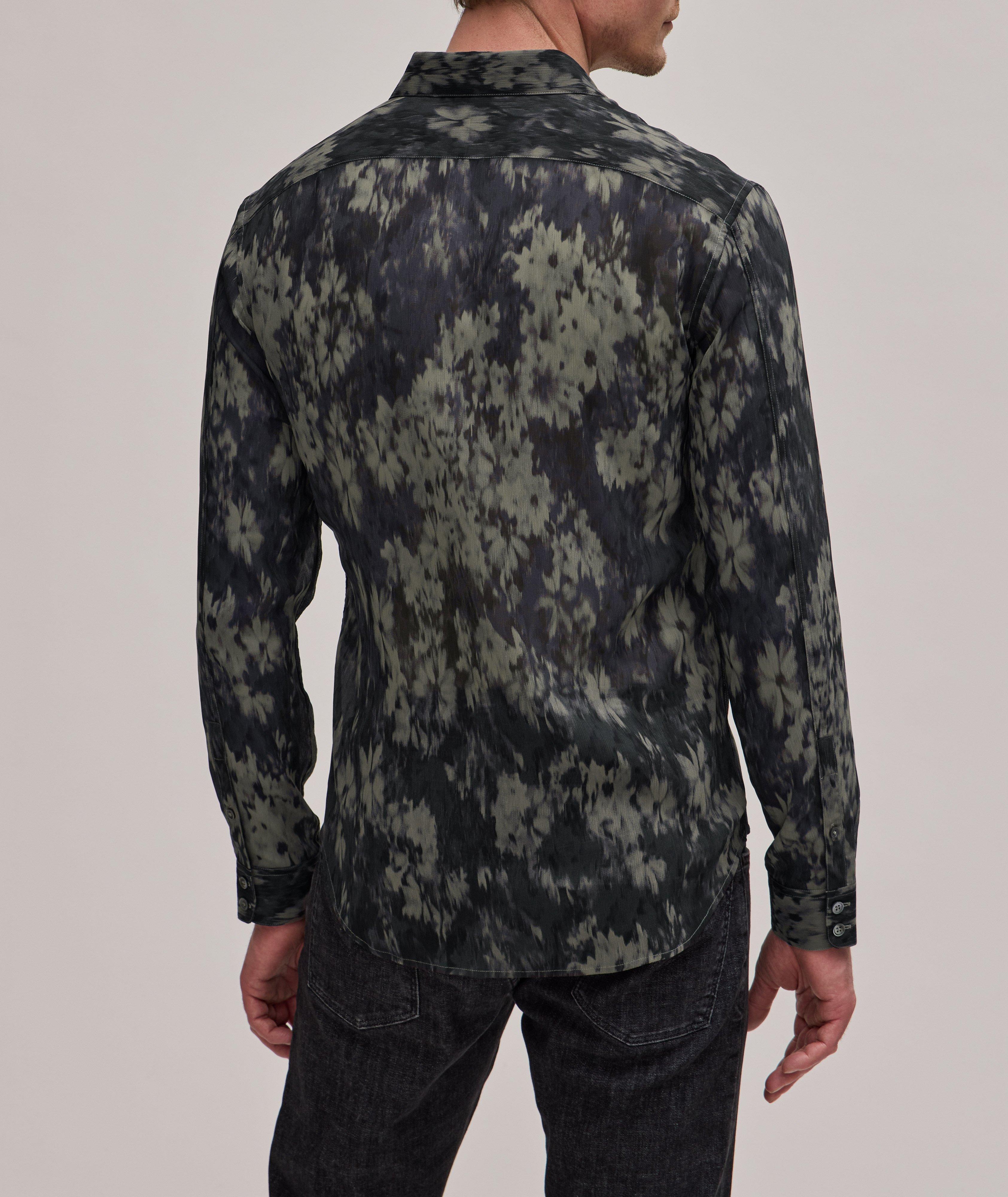 Splattered Floral Printed Technical-Blend Sport Shirt image 2