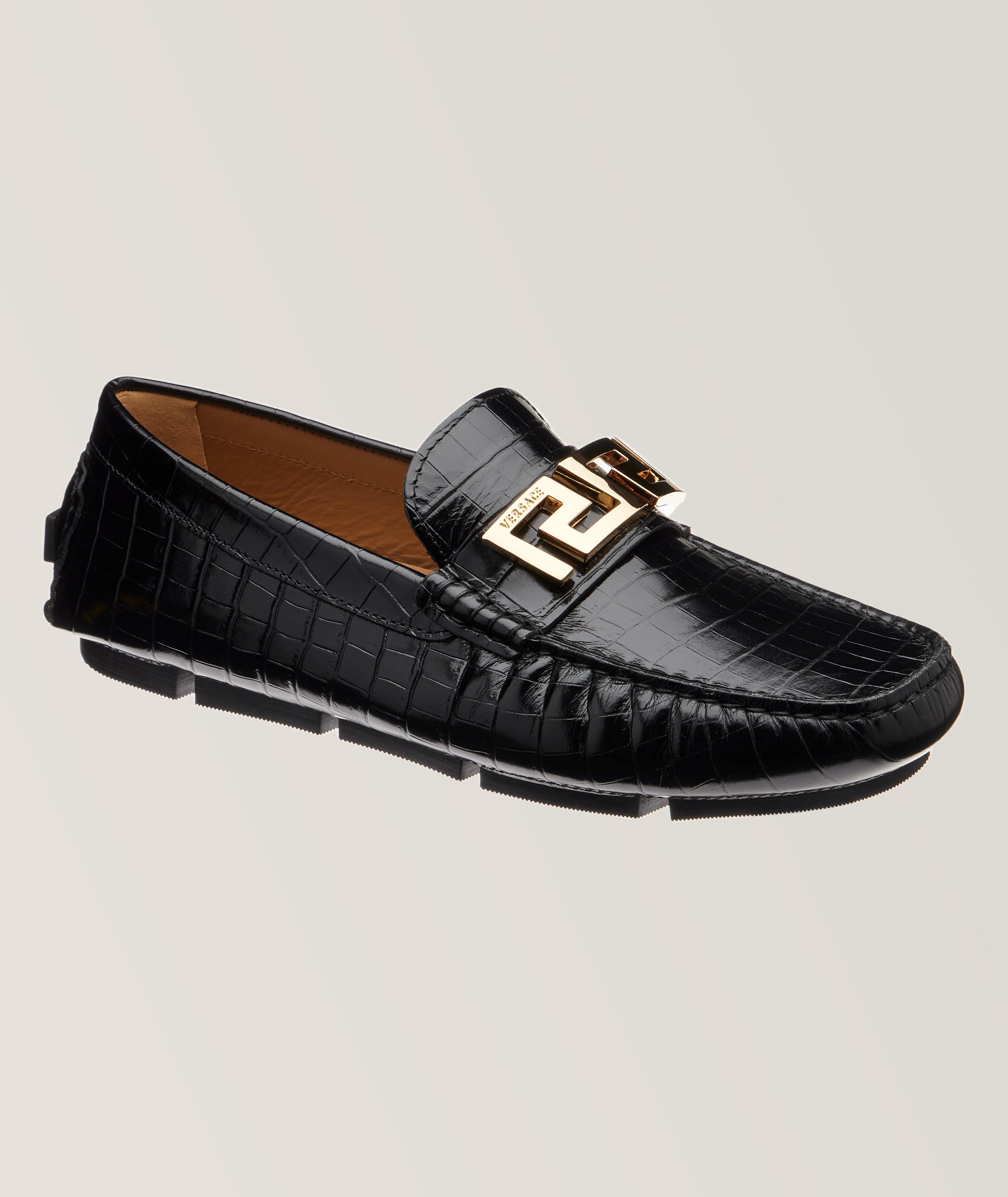 Crocodile Pattern Leather Loafers image 0