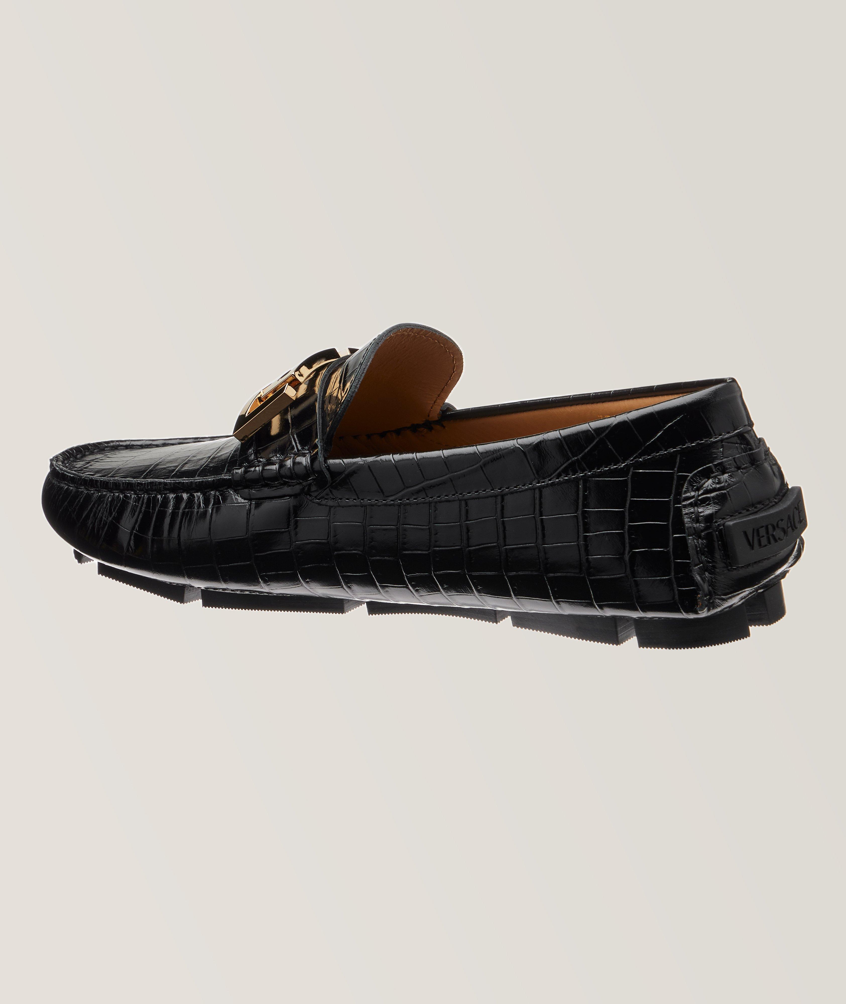 Crocodile Pattern Leather Loafers image 1
