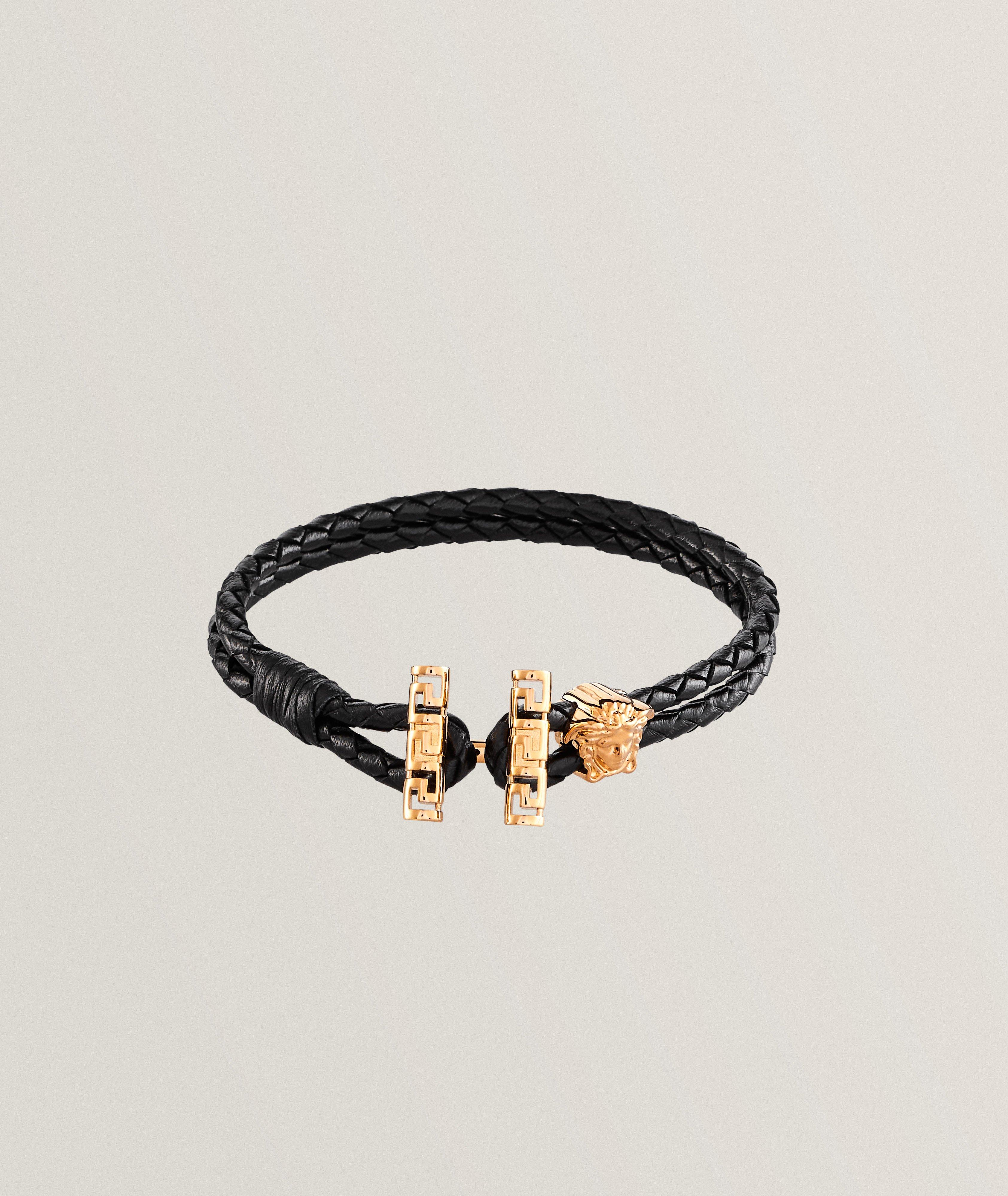 Bracelet en cuir tressé avec logo de Méduse image 0