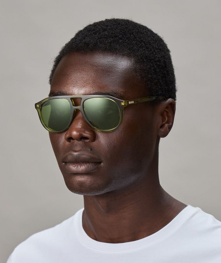 Shiny Transparent Acetate Pilot Frame Sunglasses image 1