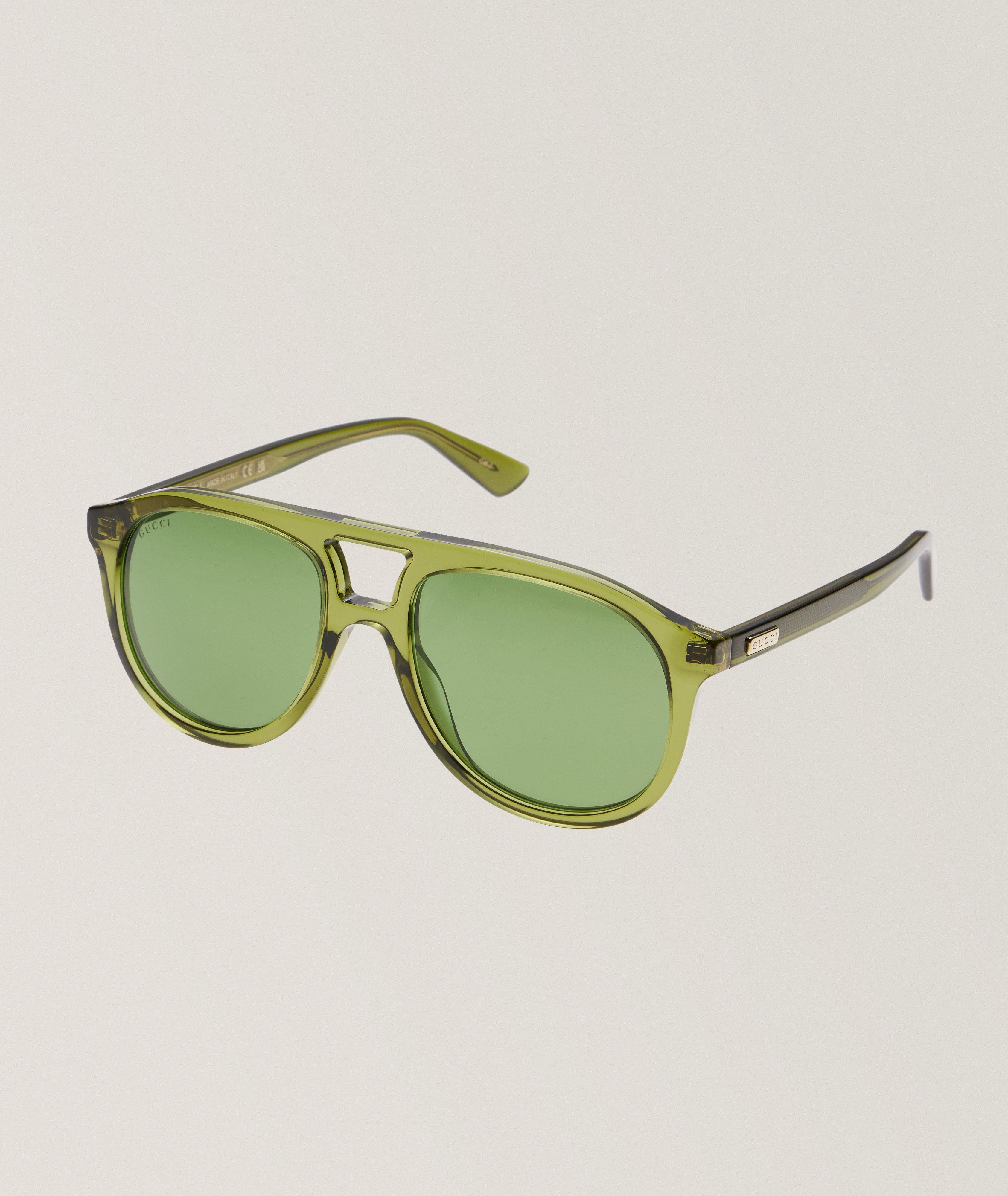 Gucci Shiny Transparent Acetate Pilot Frame Sunglasses