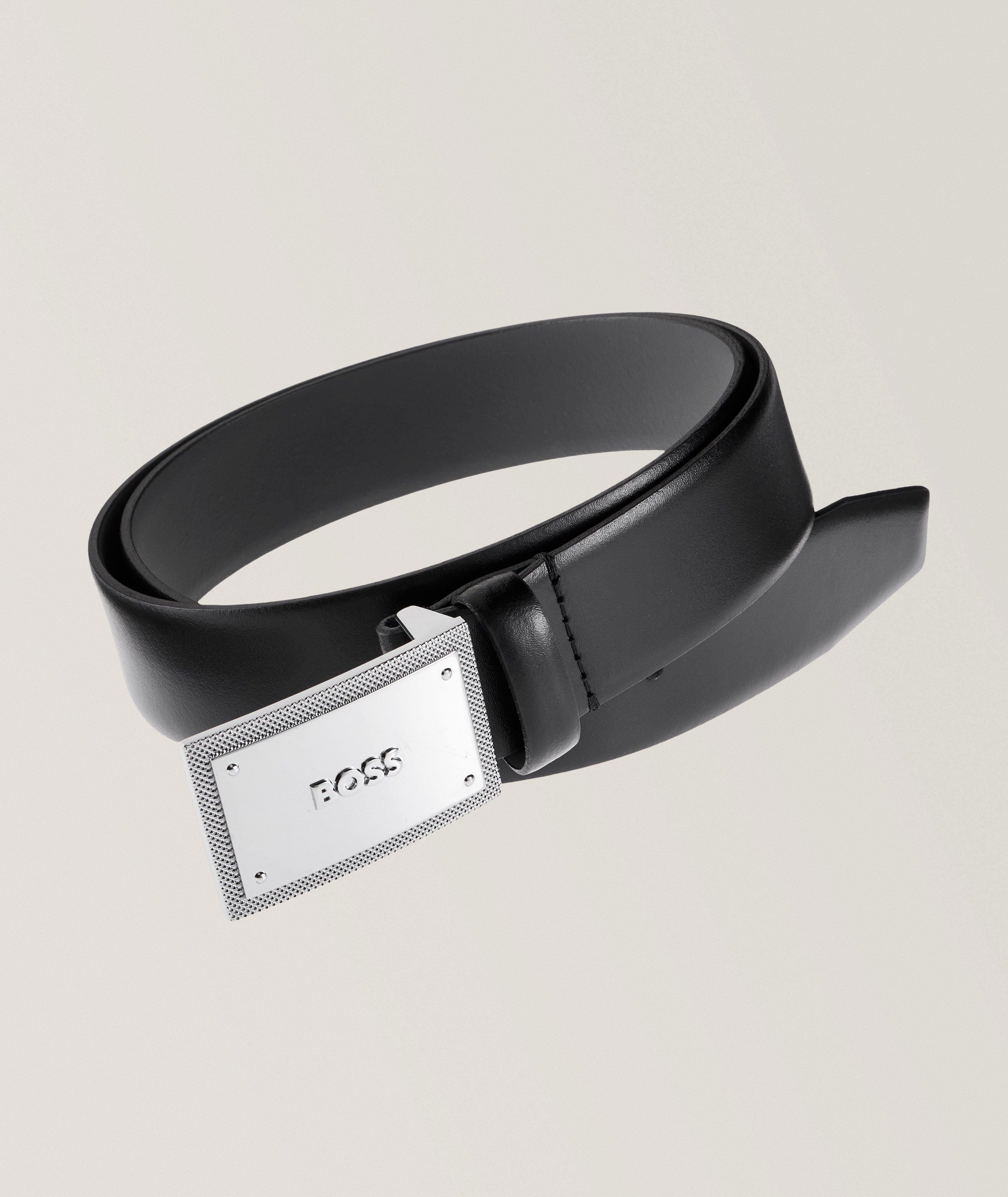 BOSS Leather Plaque Buckle Belt, Belts