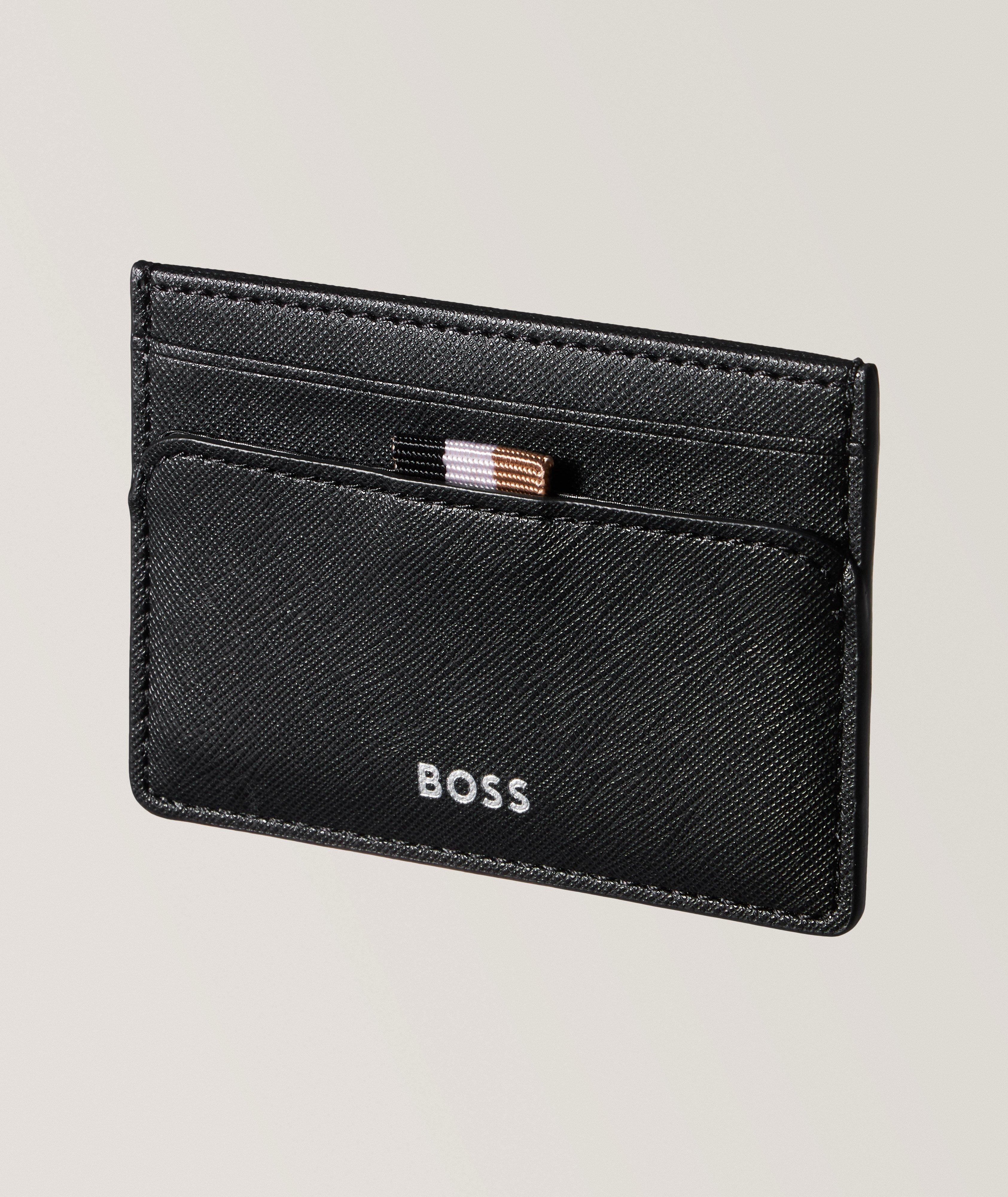 BOSS Logo Print Textile Fabric Cardholder