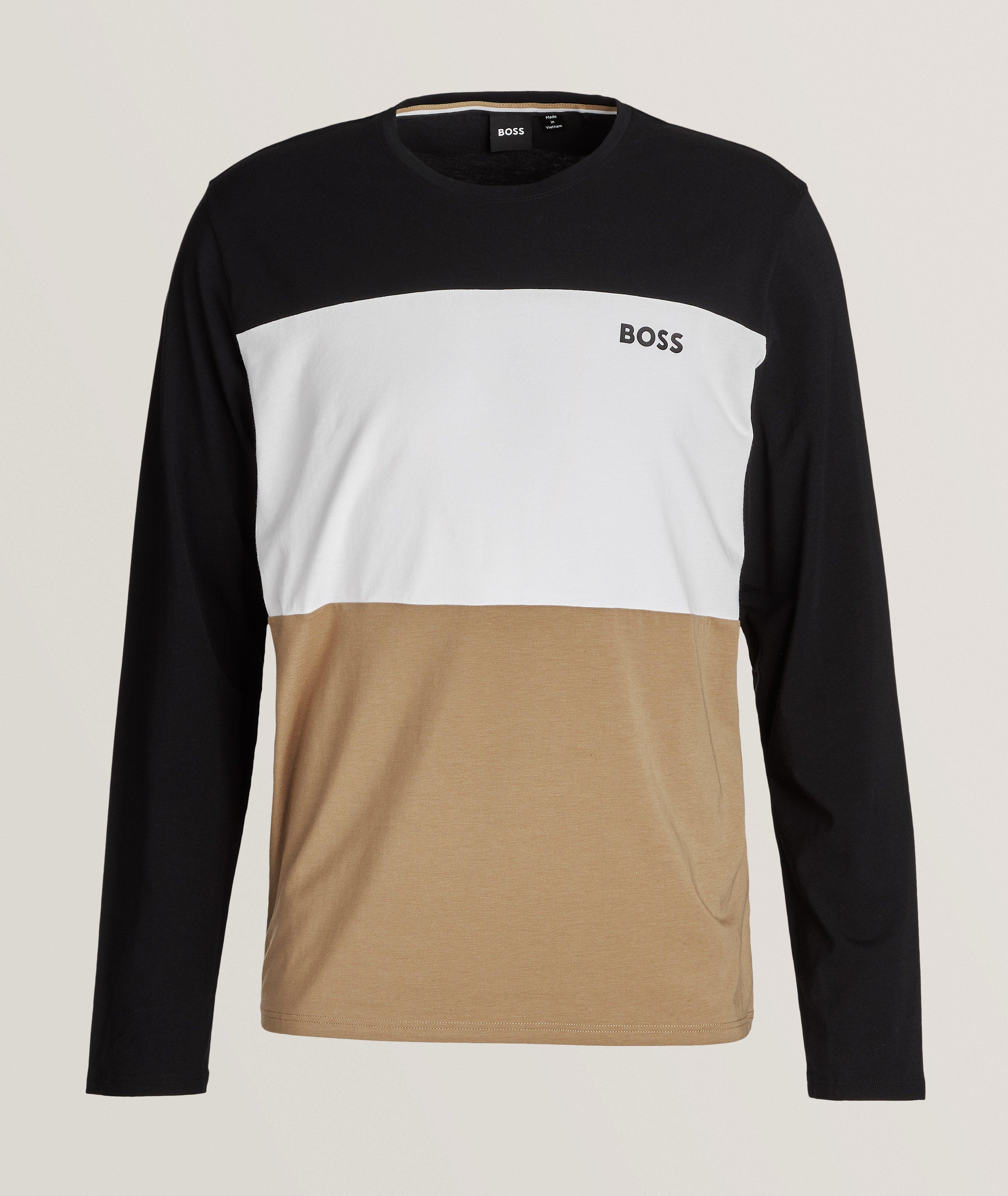 BOSS Colour Block Cotton-Blend Long-Sleeve Shirt