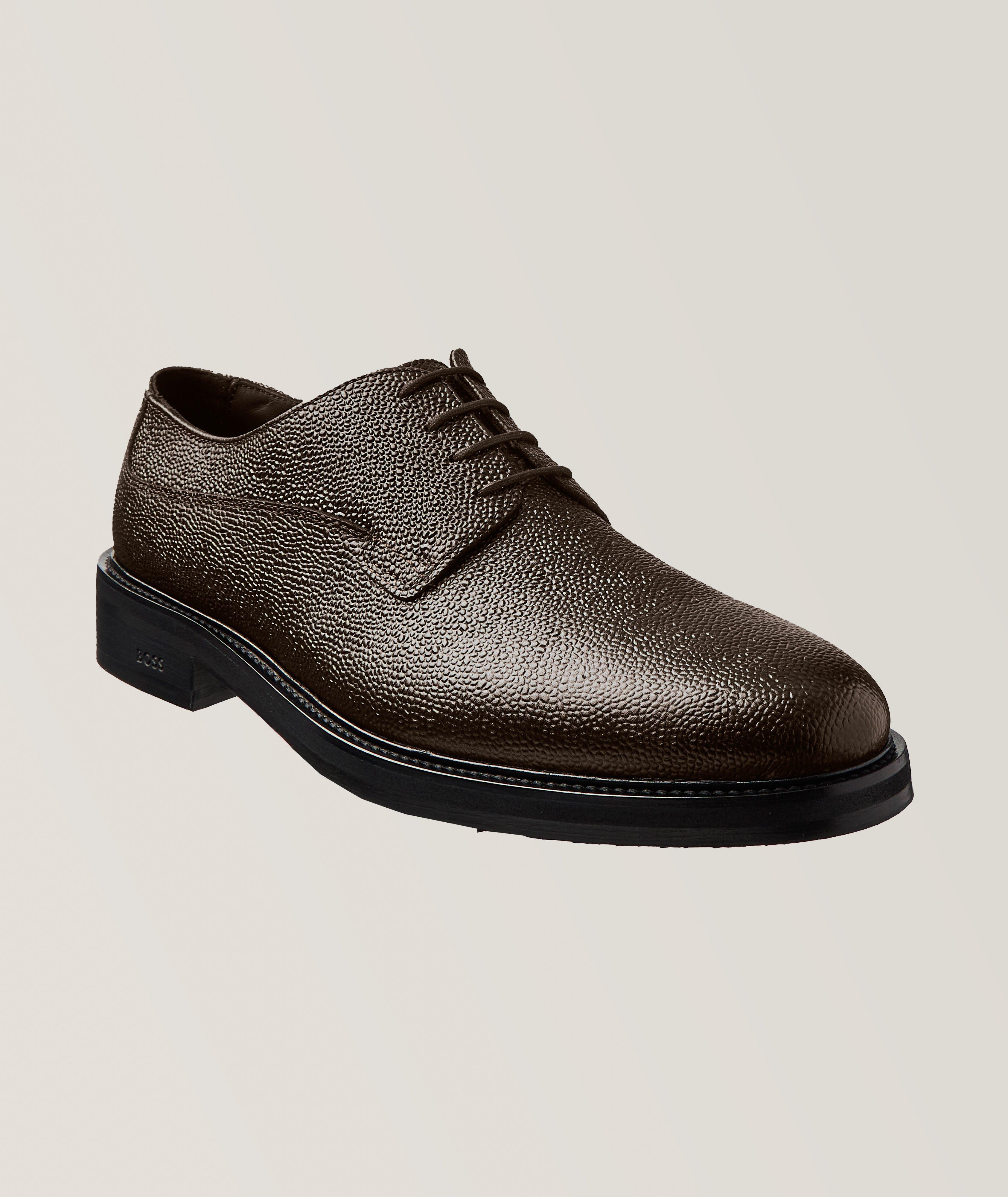 Black Pebble Grain Leather Lightweight Rubber Sole Derby