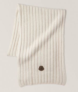 Moncler Sciarpa Tricot Ribbed Knit Wool Scarf