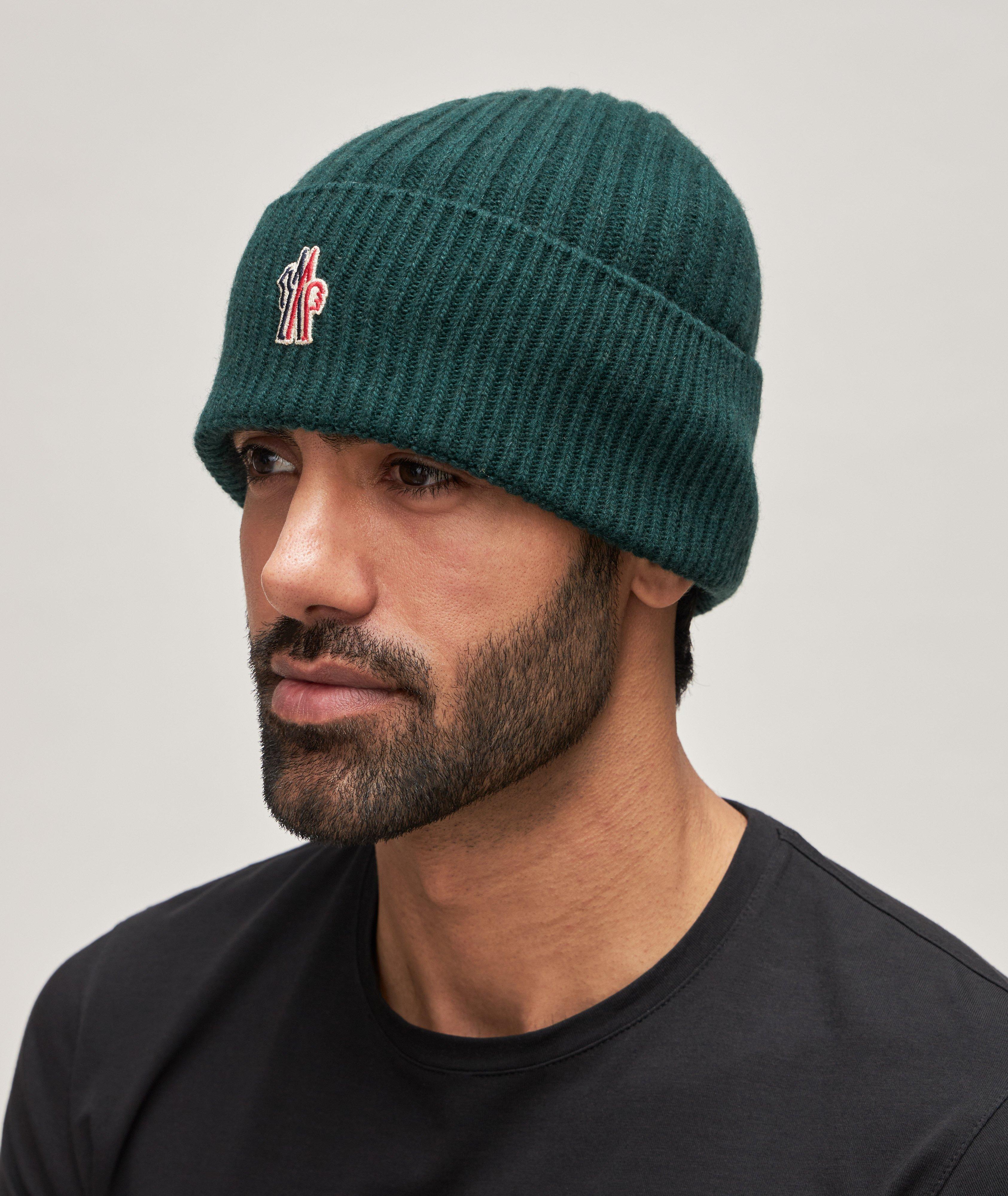 Moncler Grenoble Ribbed Knit Cashmere-Wool Beanie, Hats