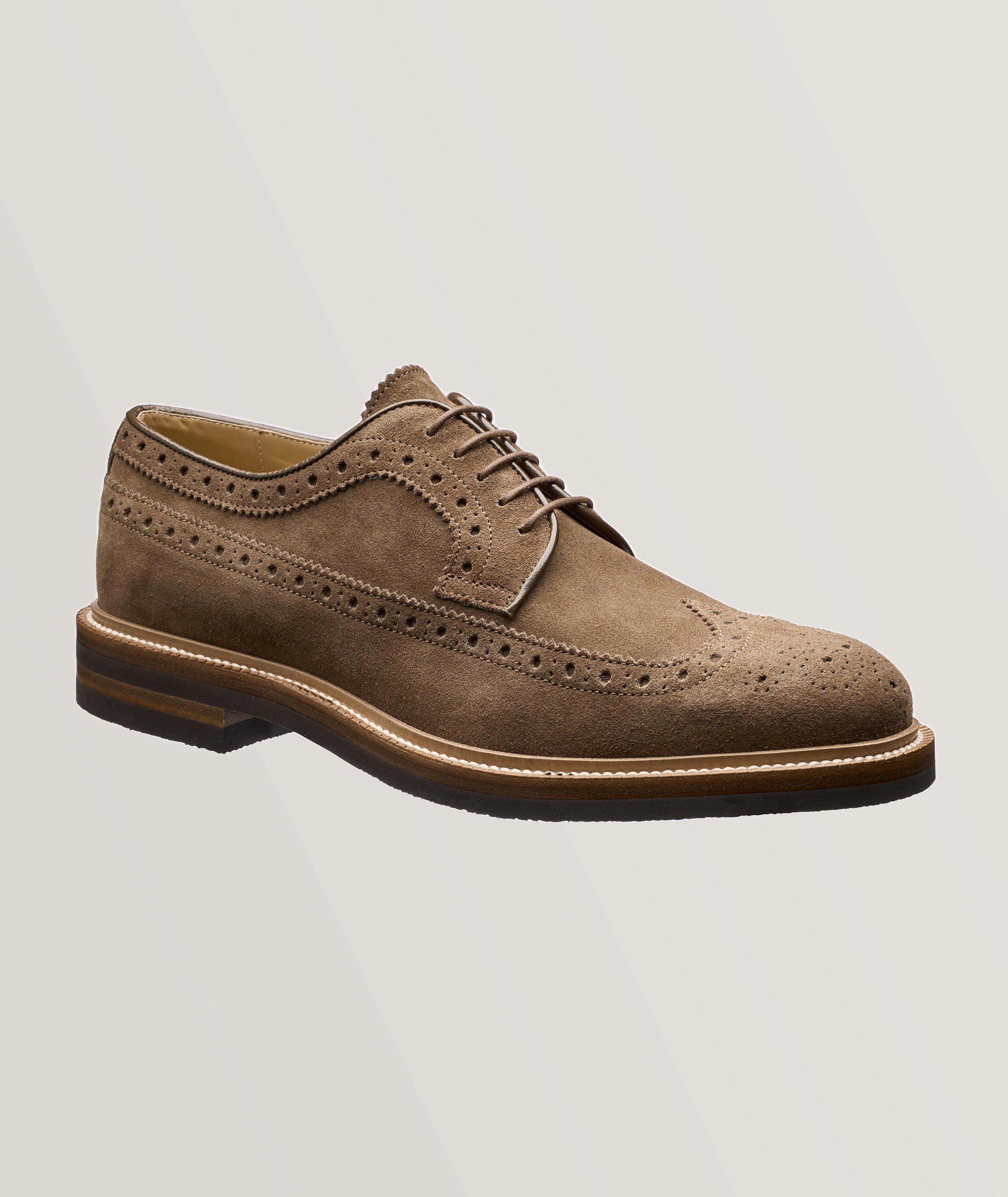 Suede store wingtip shoes