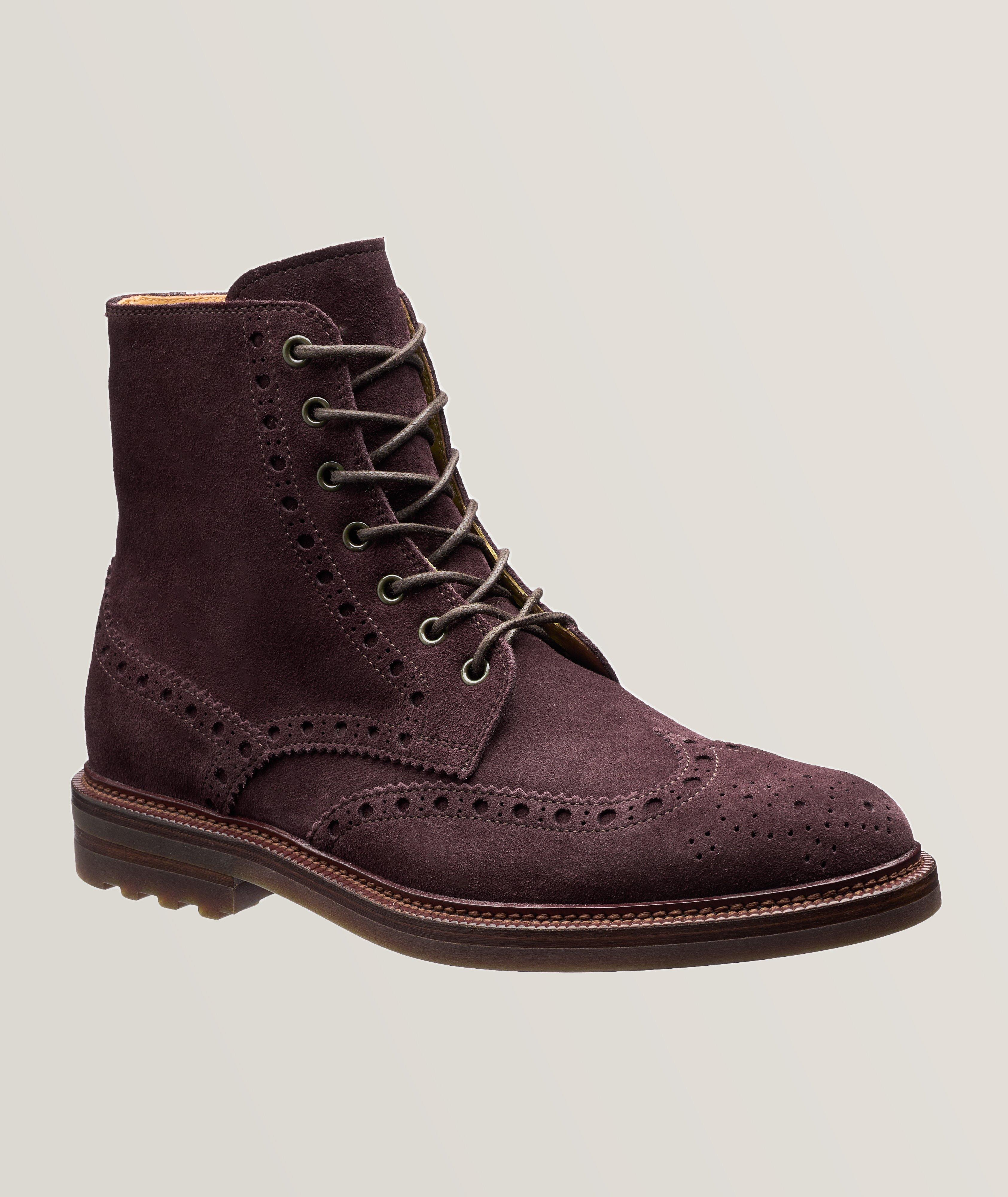 Brunello Cucinelli Suede Wingtip Lace-Up Boots