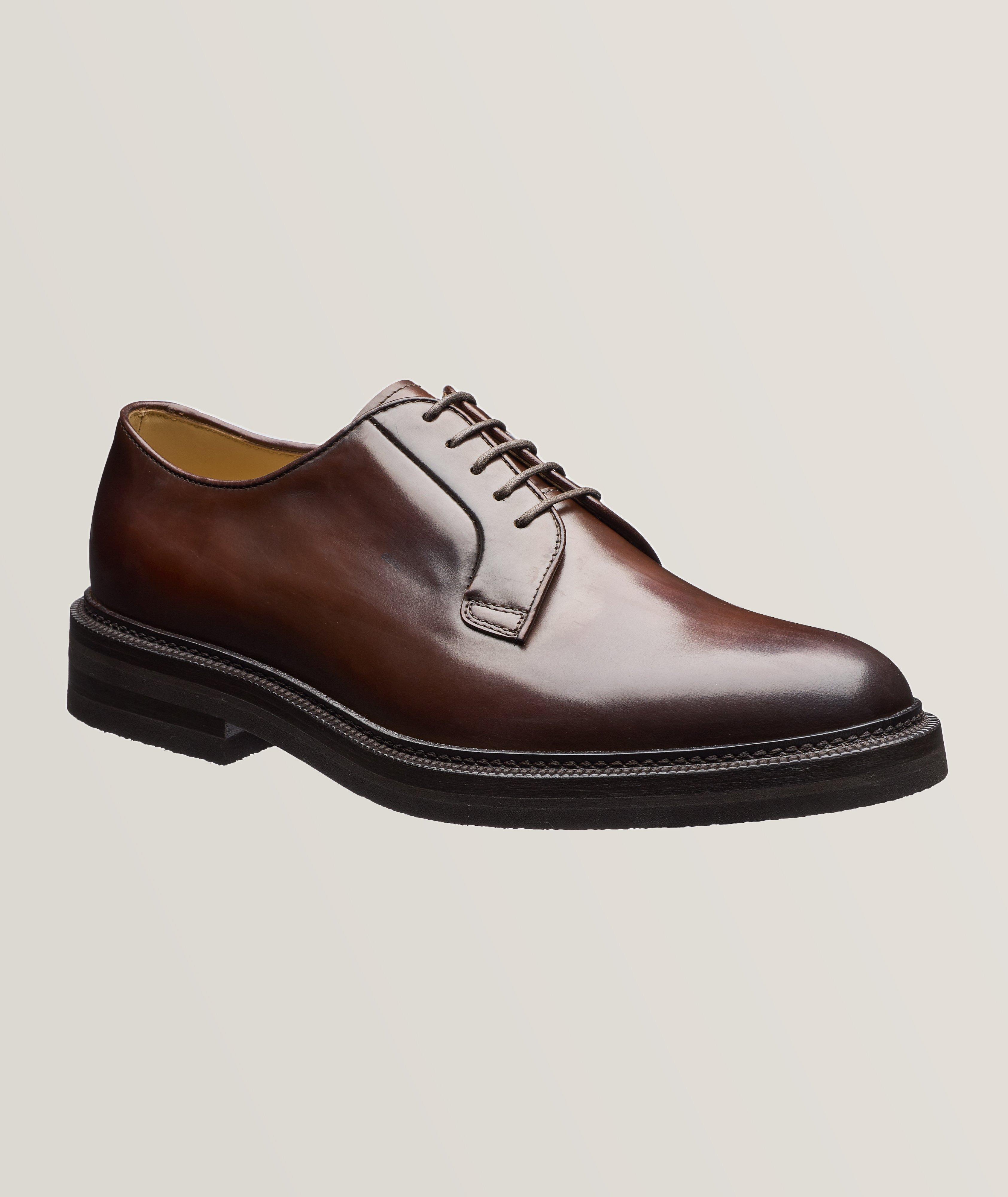 Brunello Cucinelli Polished Leather Lace Up Derbies