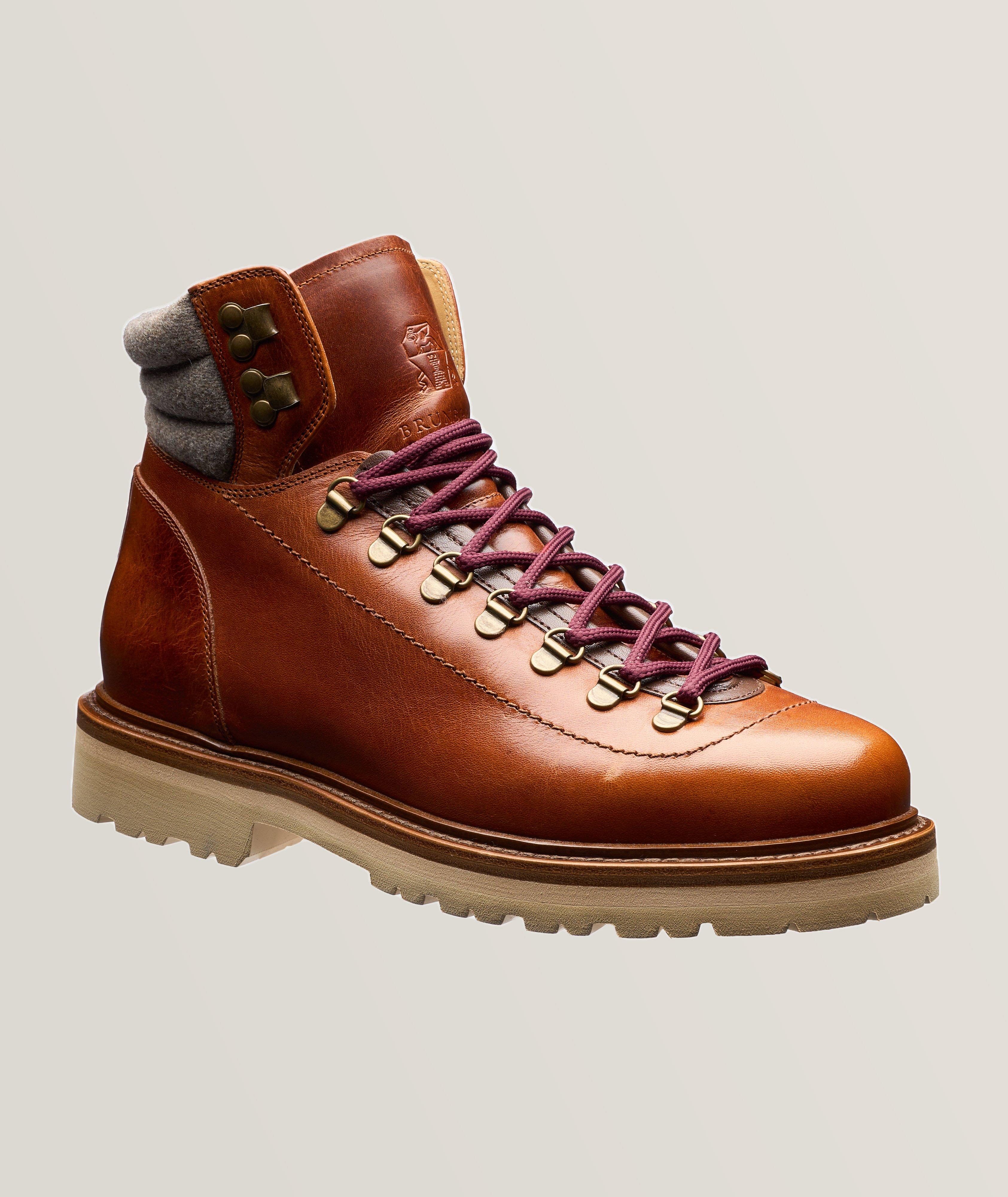 Brunello Cucinelli Lace-Up Leather Hiking Boots