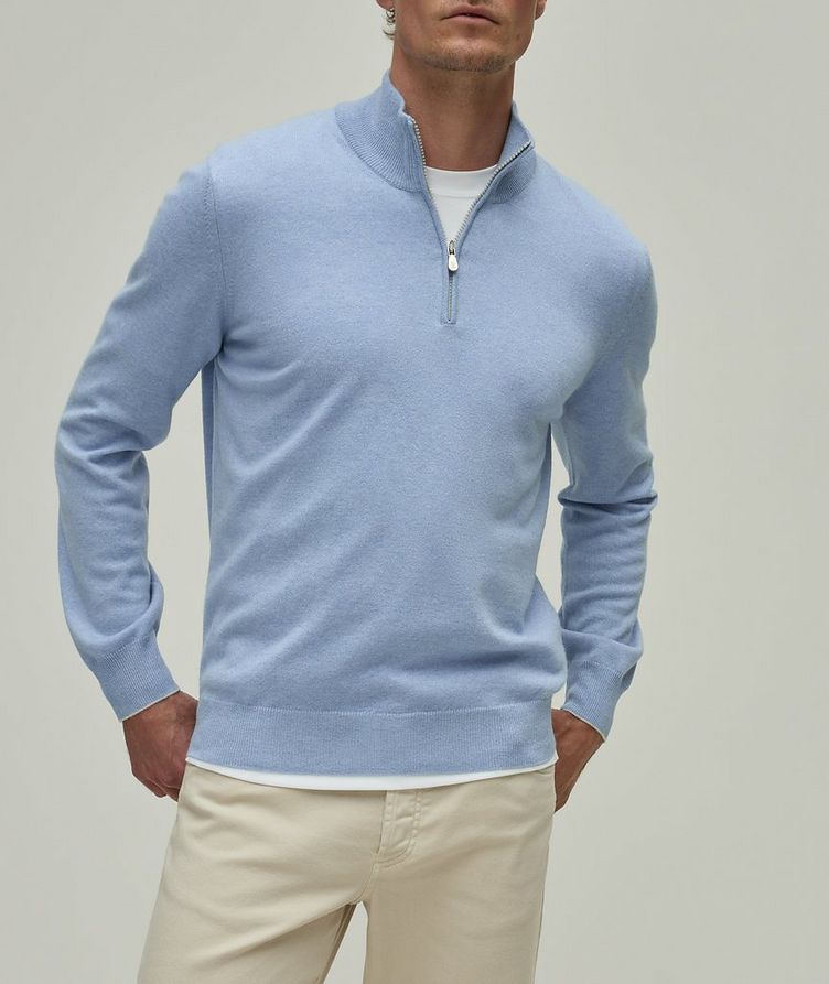 Cashmere Quarter-Zip Mock Neck Sweater image 1