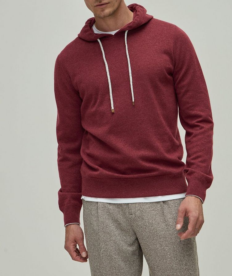 Ribbed Cashmere Pullover Hooded Sweater image 1