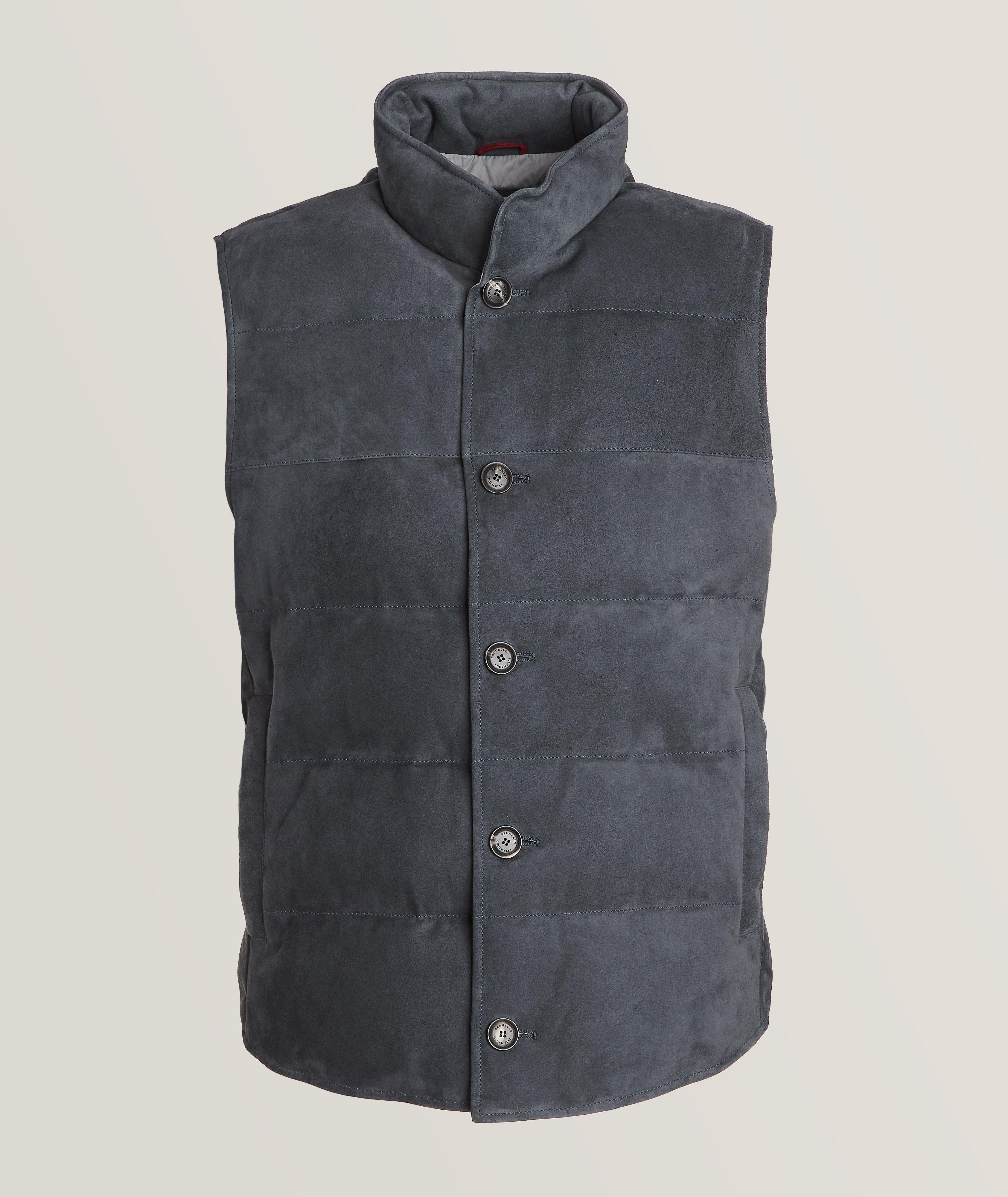 Down-Filled Suede Leather Vest image 0