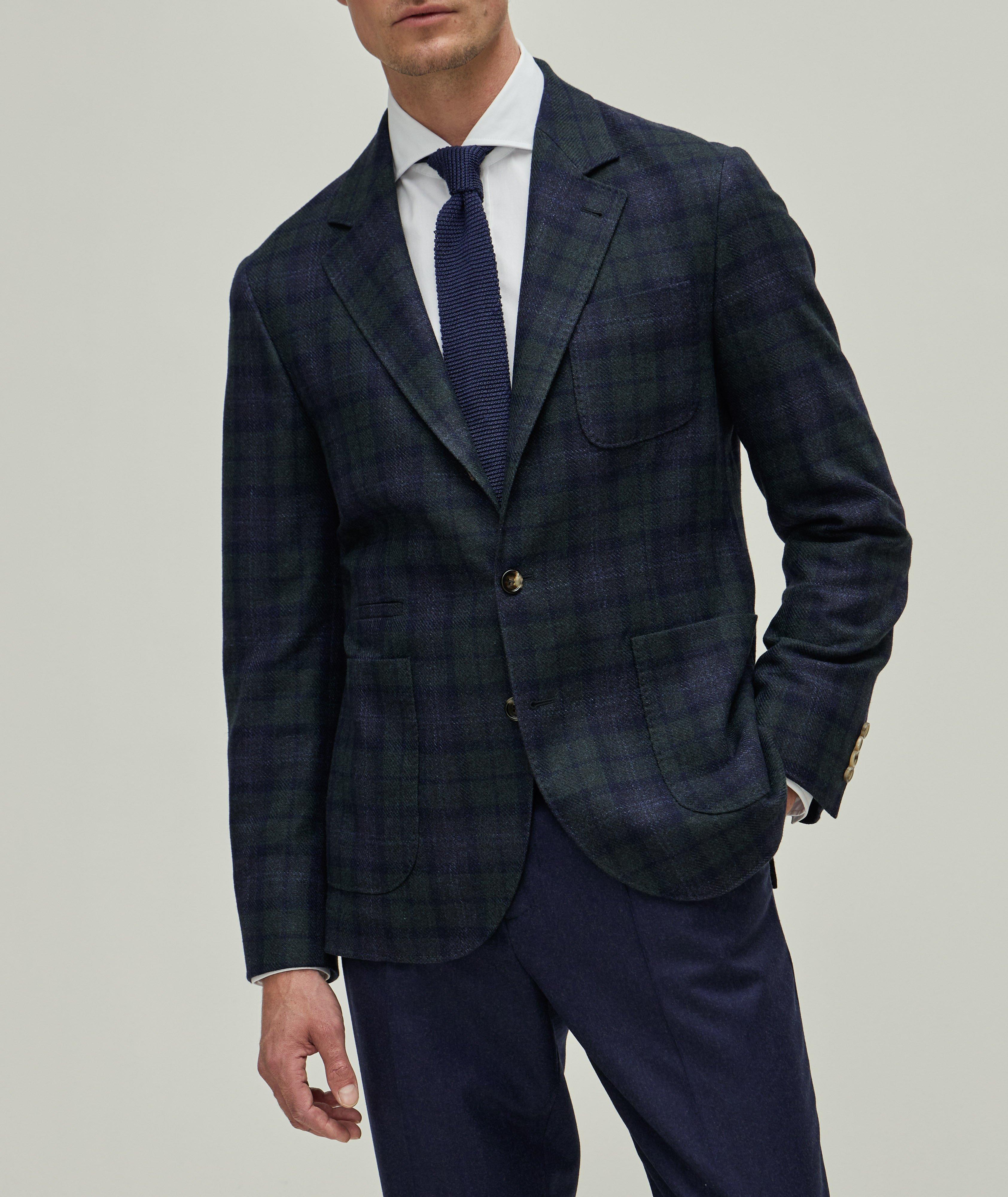 Navy on sale tartan blazer