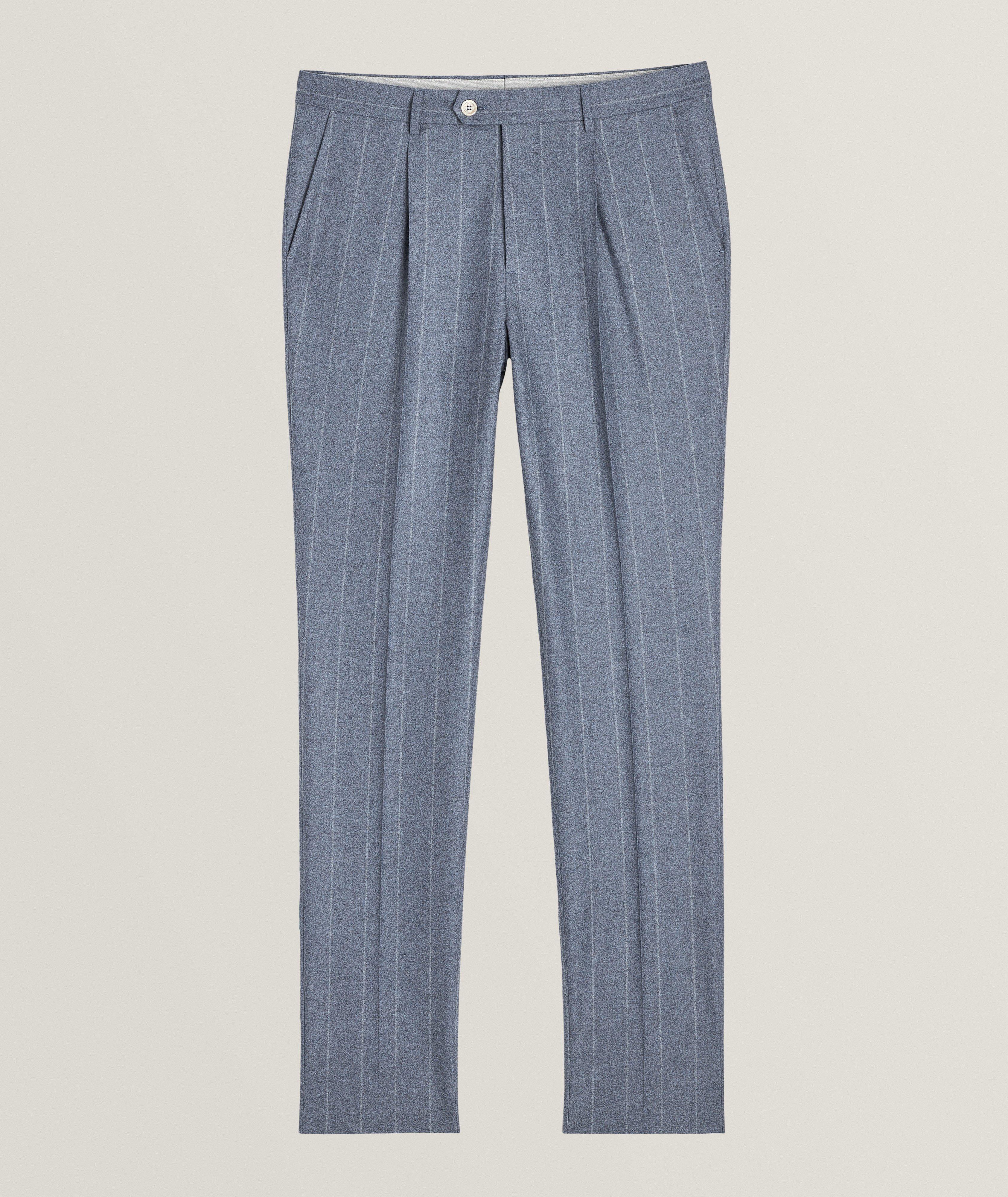 Chalk Stripe Pleated Wool, Silk & Cashmere Trousers image 0