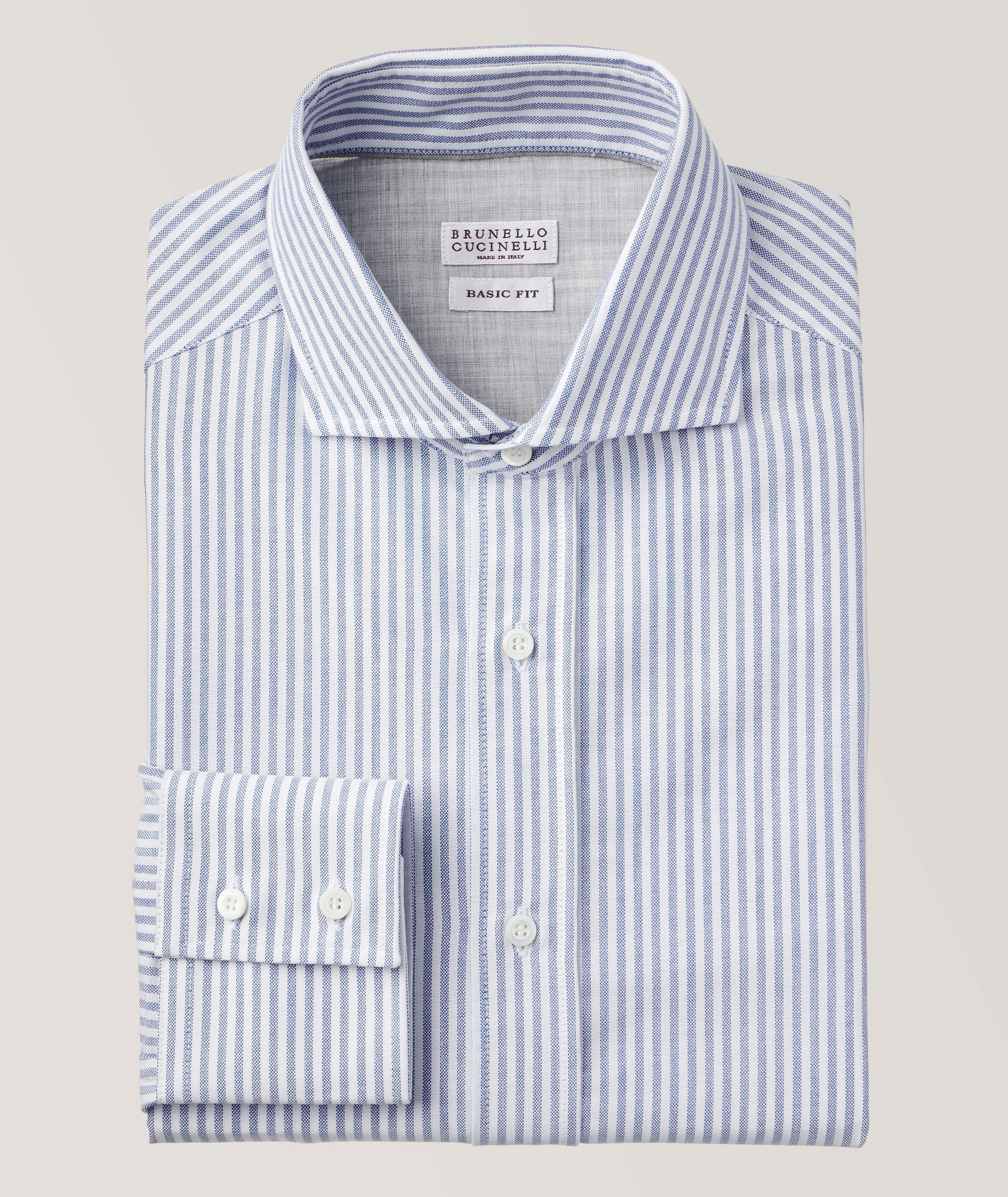 Brunello Cucinelli Striped Cotton Oxford Shirt Sport Shirts