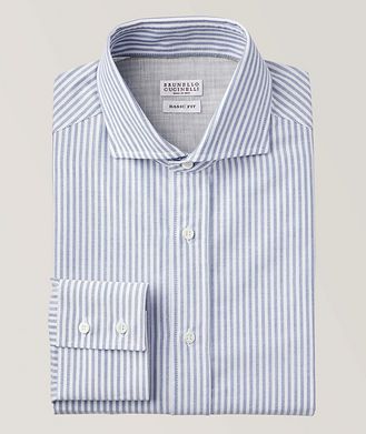 Brunello Cucinelli Striped Pattern Cotton Oxford Shirt