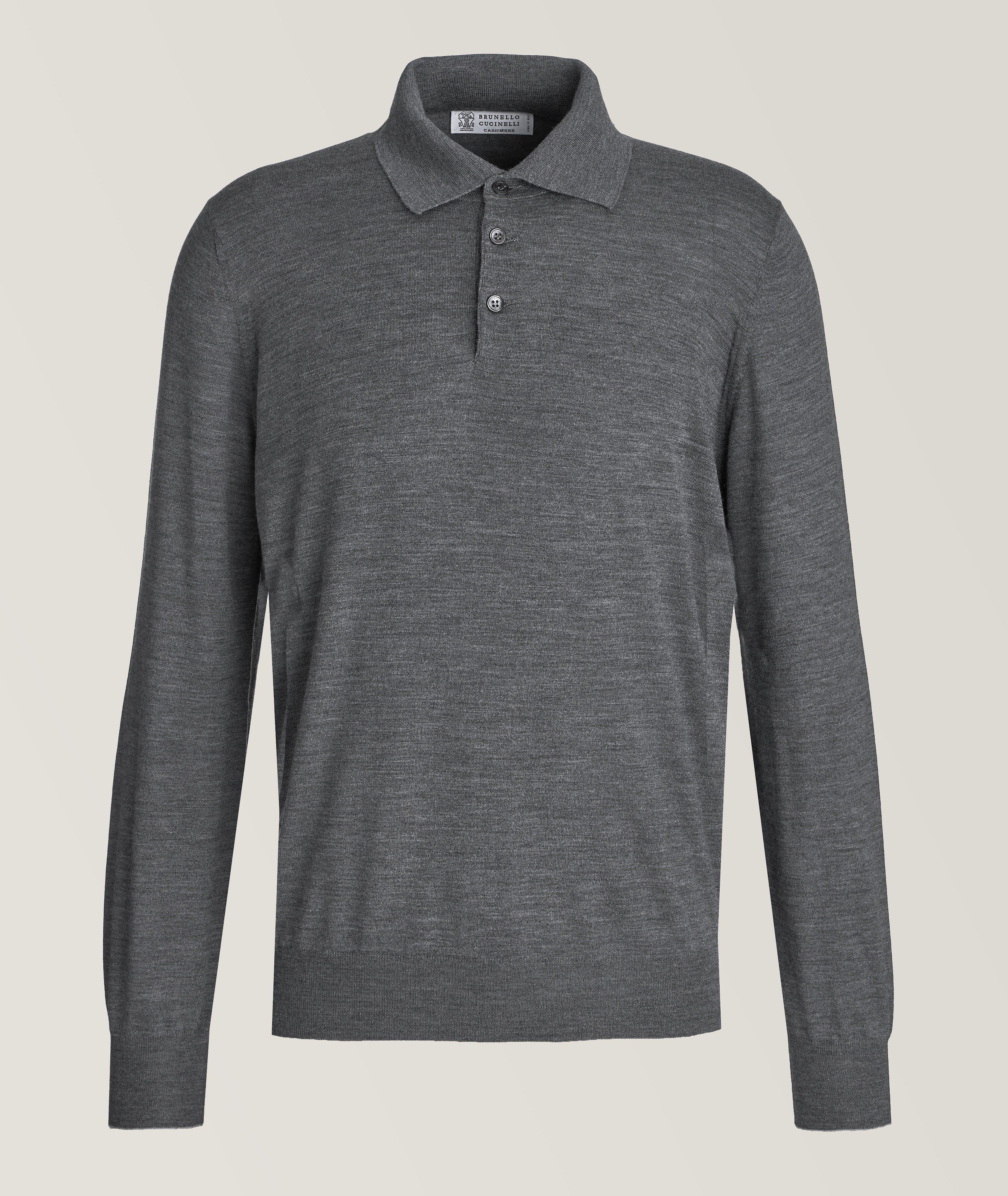 Long-Sleeve Wool-Cashmere  Knit Polo image 0