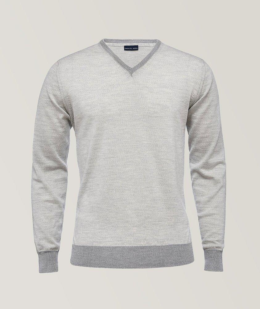 Contrast Trim Merino-Wool V-Neck Sweater image 0