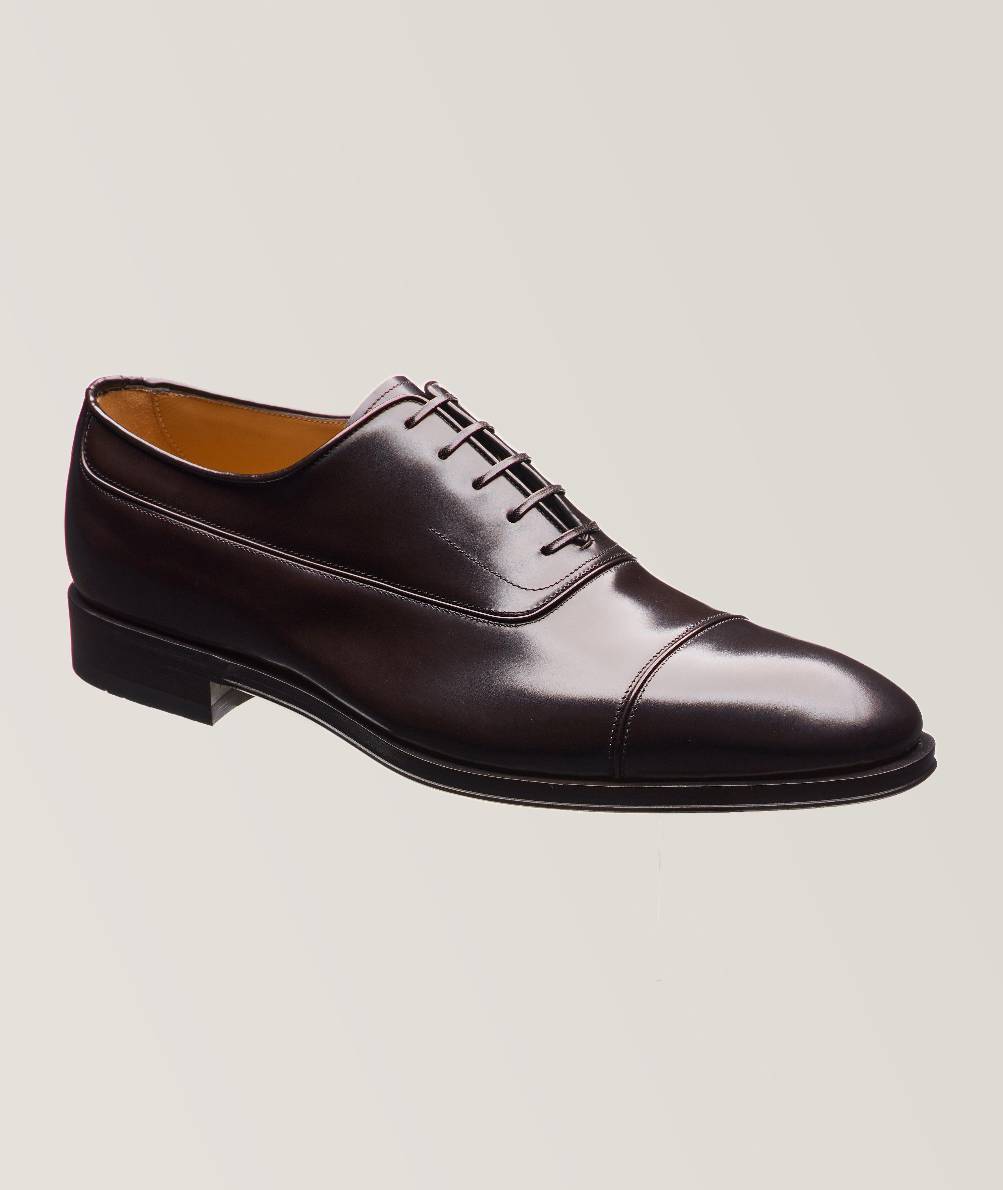 Salvatore Ferragamo Men's Riley Deep Brown Leather Derby Oxfords Shoes