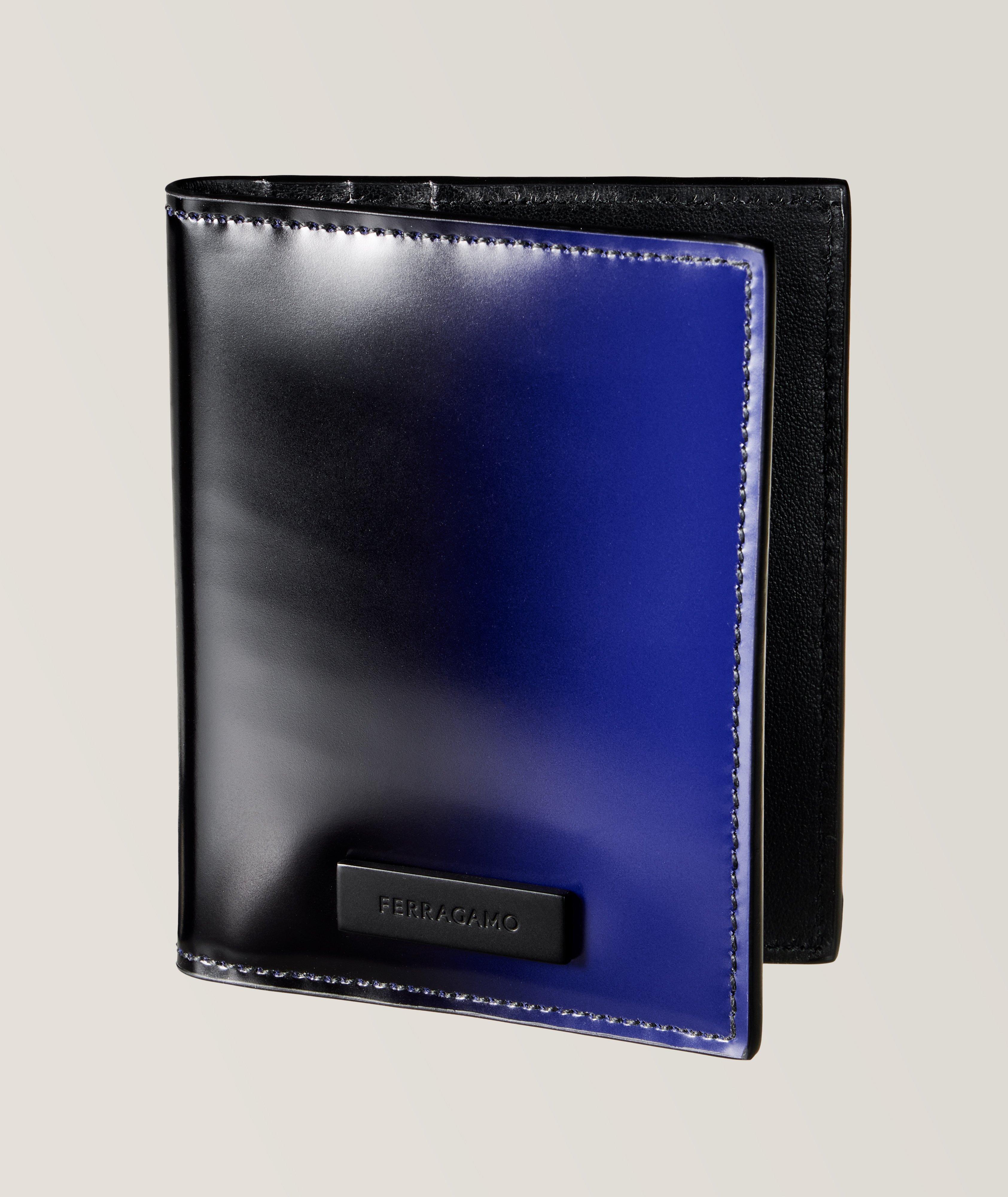 Ferragamo Dual Tone Polished Leather Folding Cardholder, Wallets