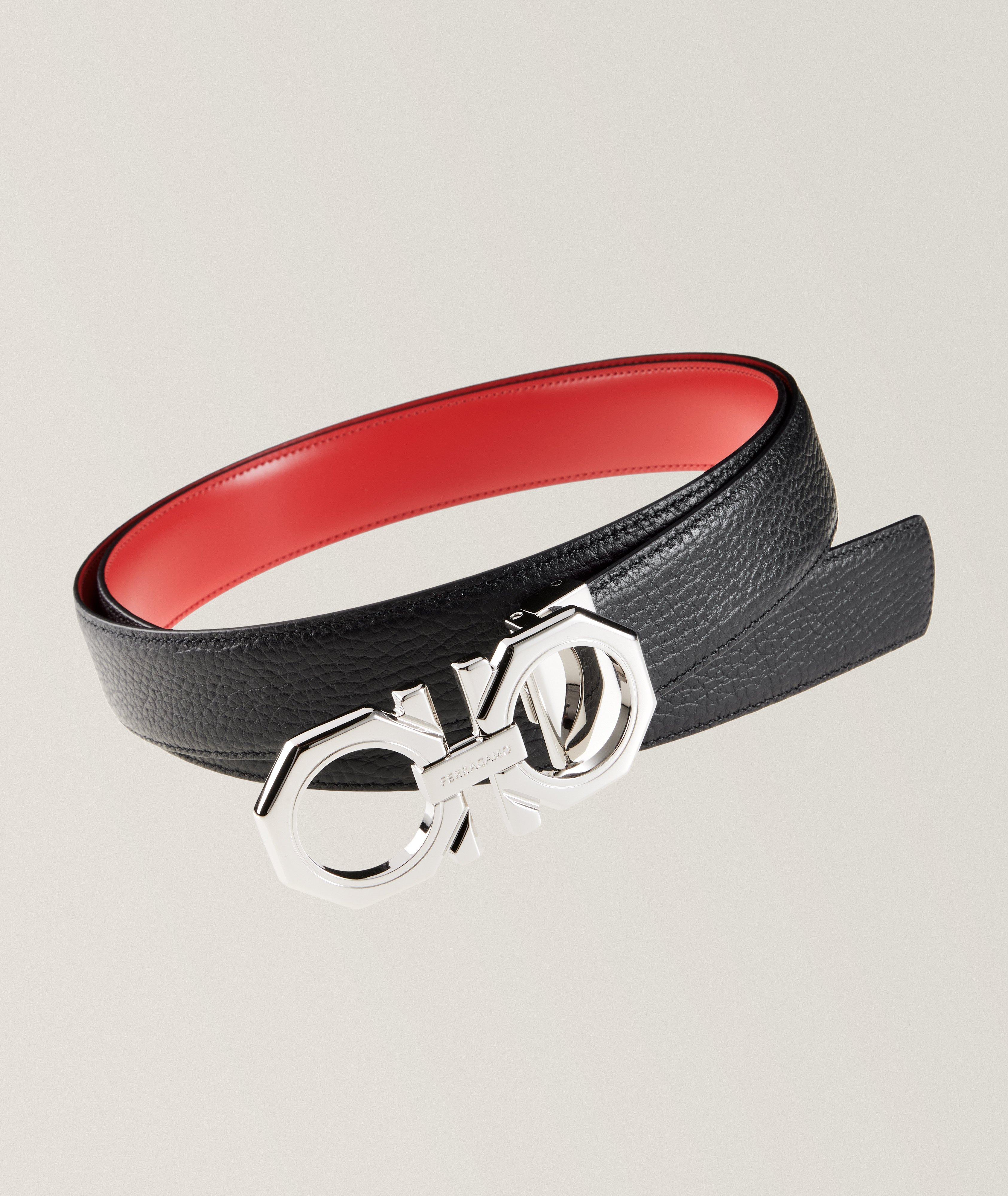 Double Gancini Reversible Leather Belt