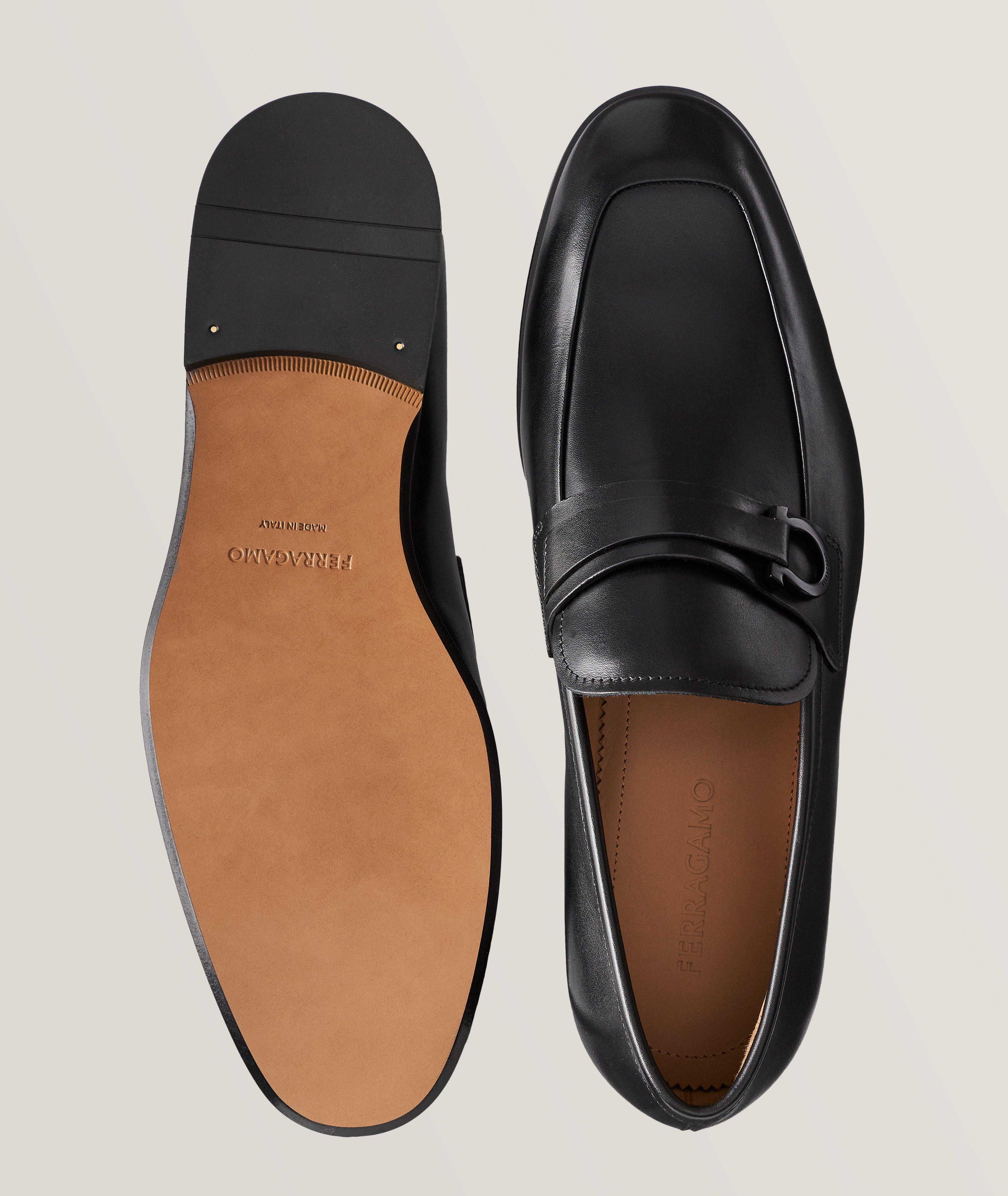Ferragamo Black Leather Men Loafers shoe 
