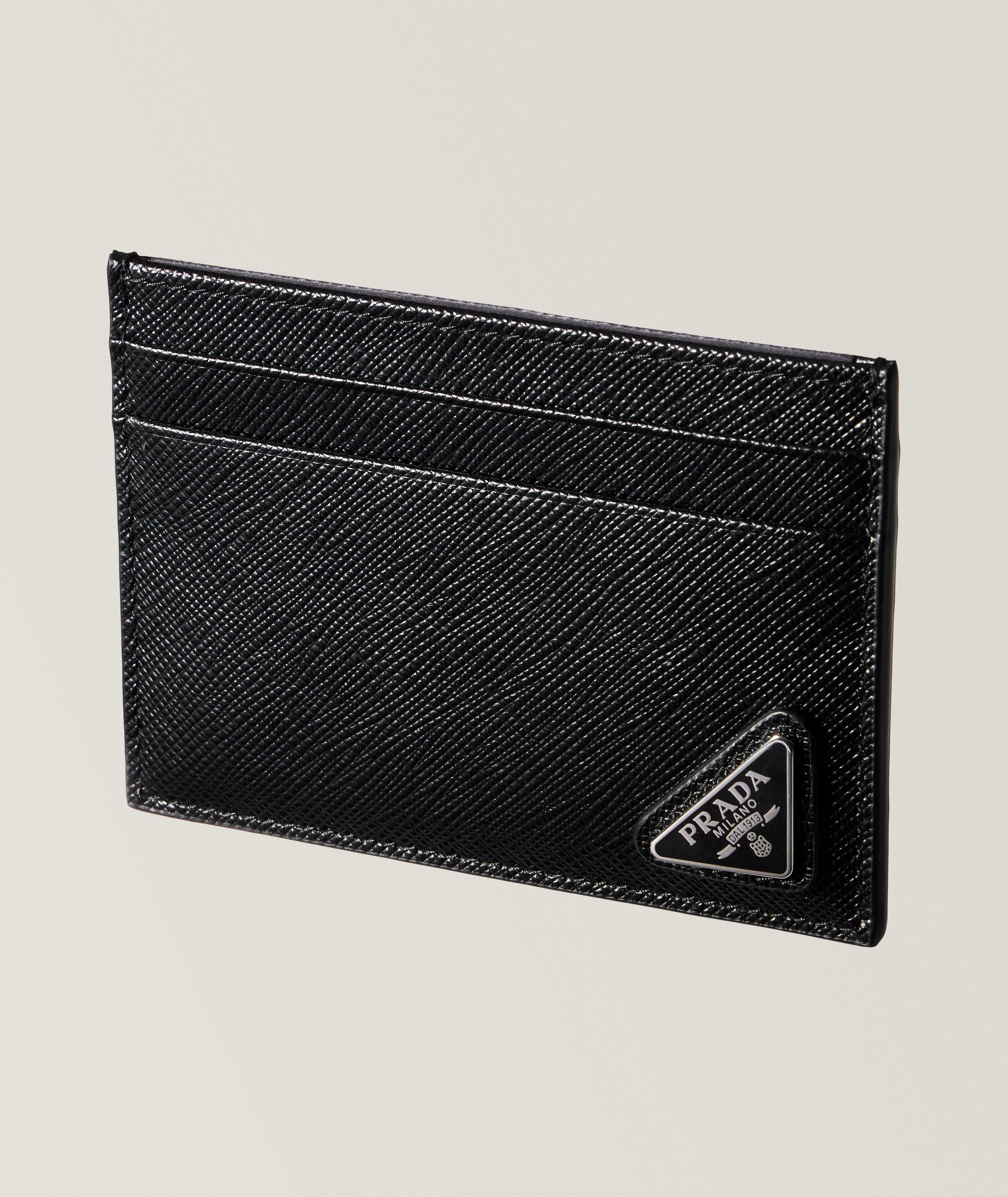 Triangolo Logo Plaque Saffiano Leather Cardholder image 0