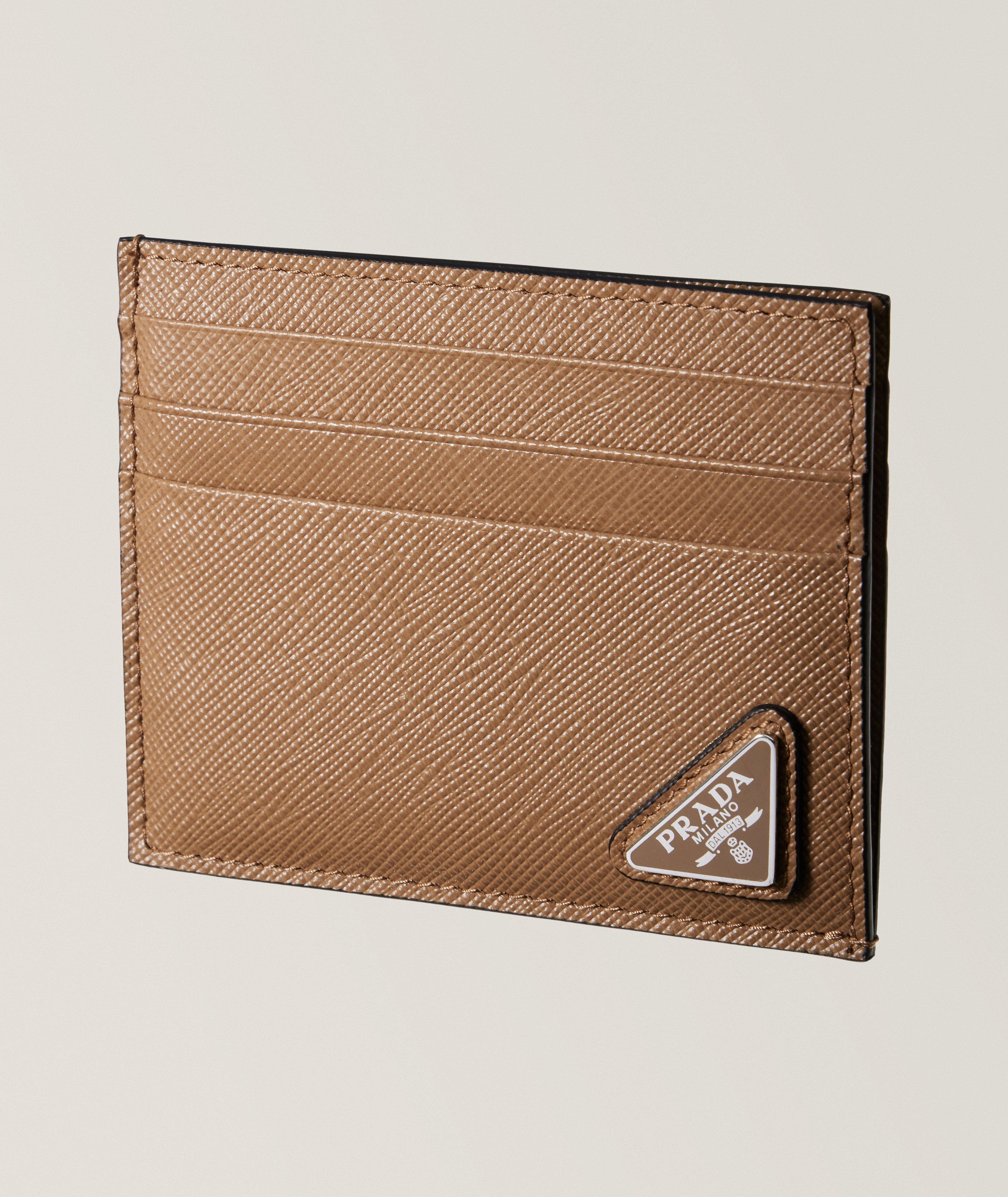 Porte-carte en cuir Saffiano avec plaque de marque image 0