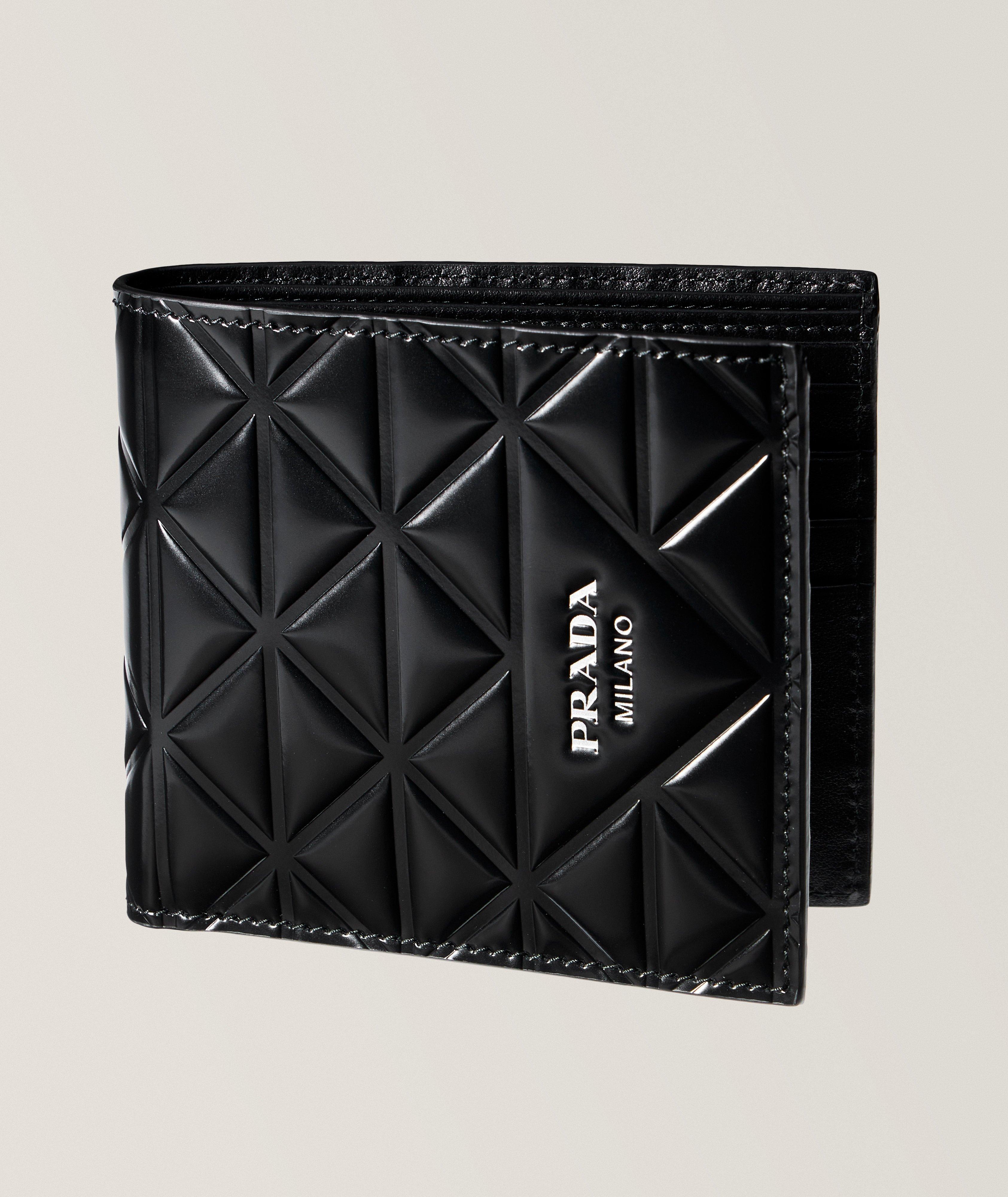 Prada quilted leather wallet men Calf Leather One Size Black