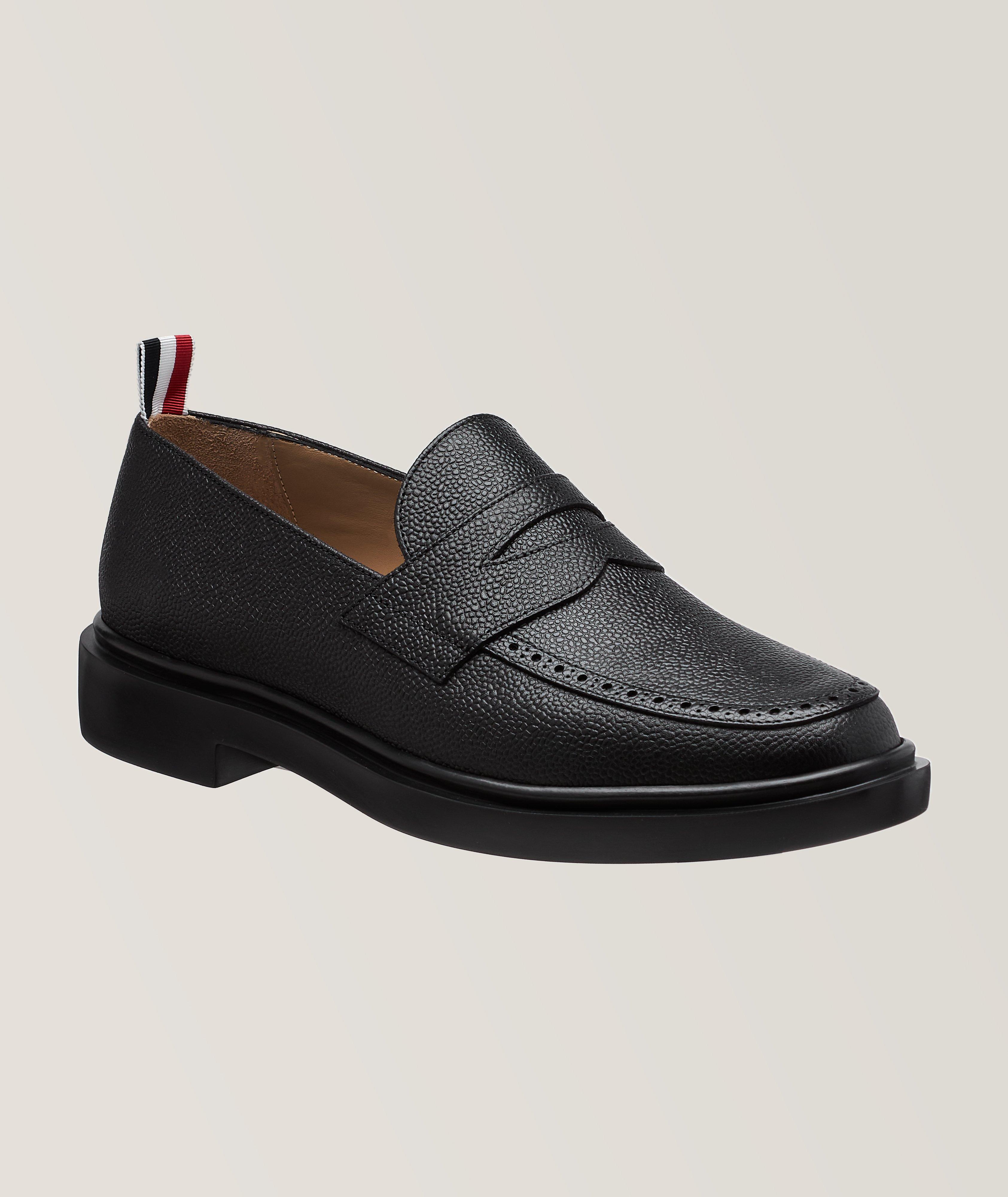 Tonal Pebble Grain Leather Penny Loafers  image 0