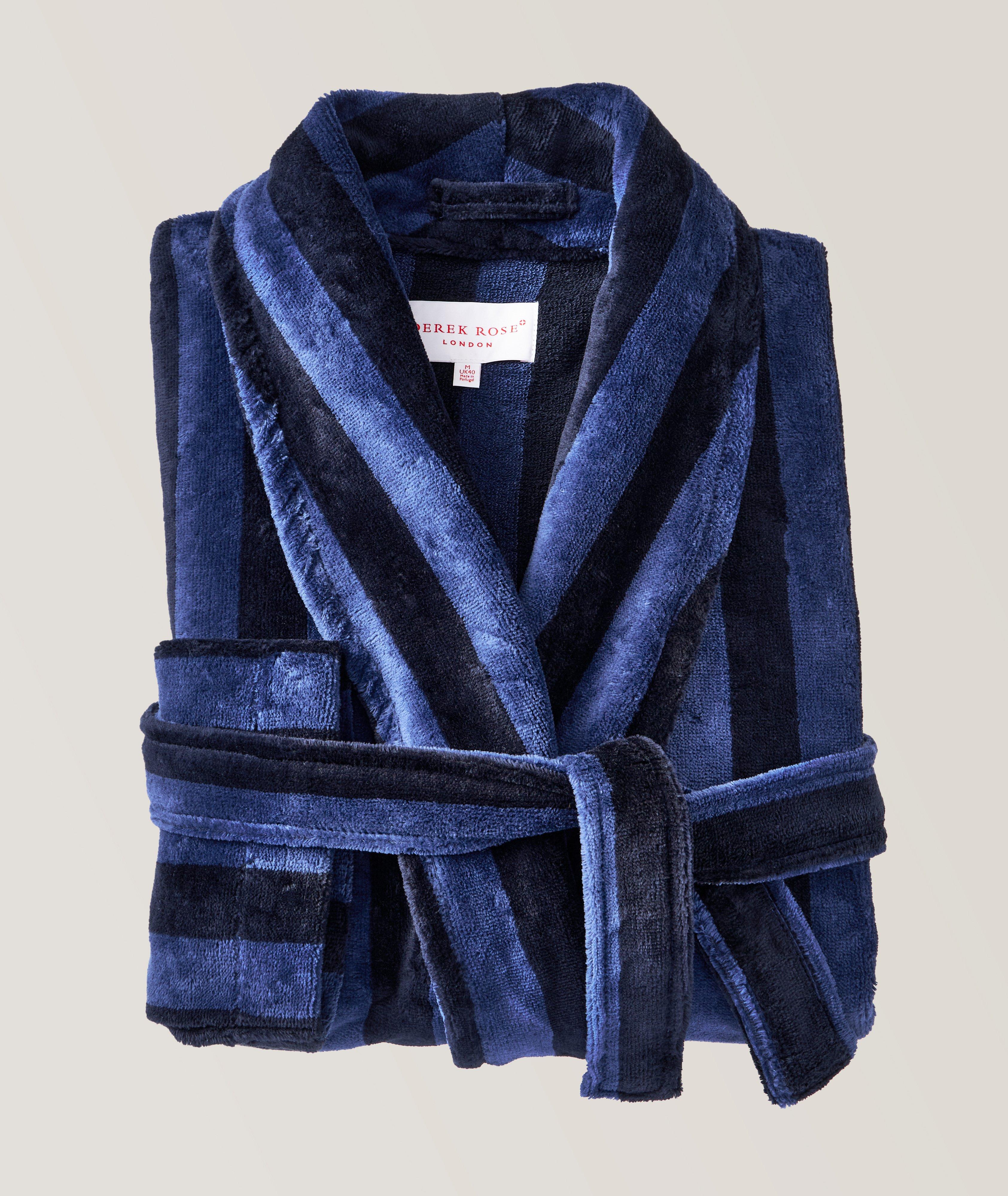 Derek Rose Aston 36 Striped Terry Cotton Robe | Sleepwear | Harry Rosen