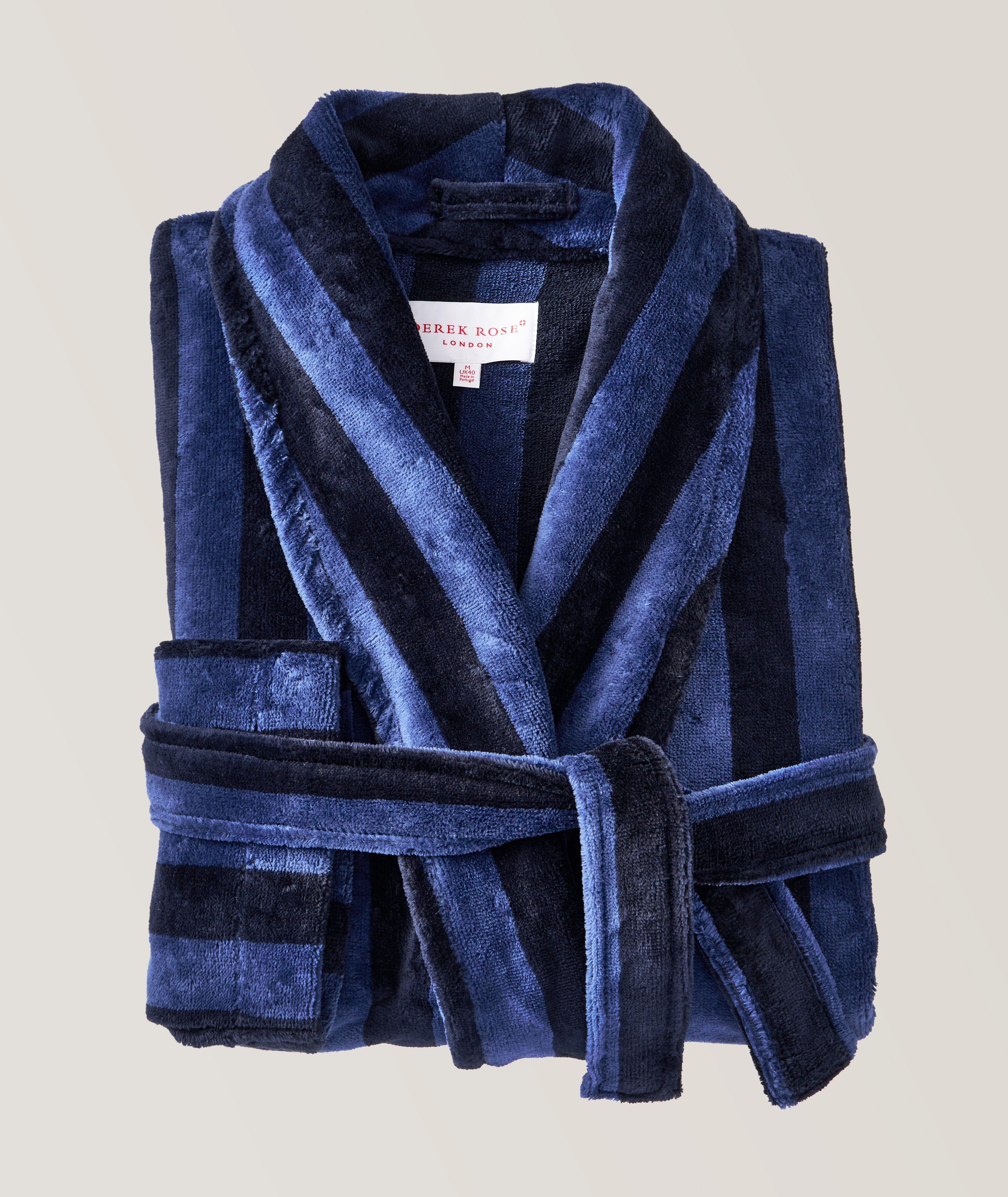 Derek Rose Men's Bathrobe Aston 31 Terry Cotton Blue