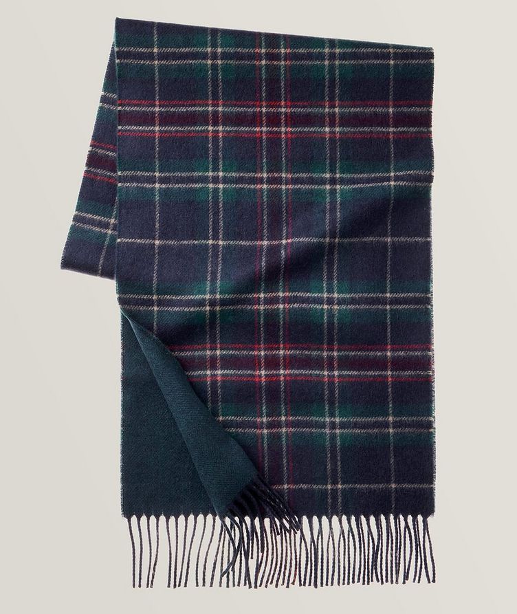 Fringed Reversible Cashmere Check Scarf image 1